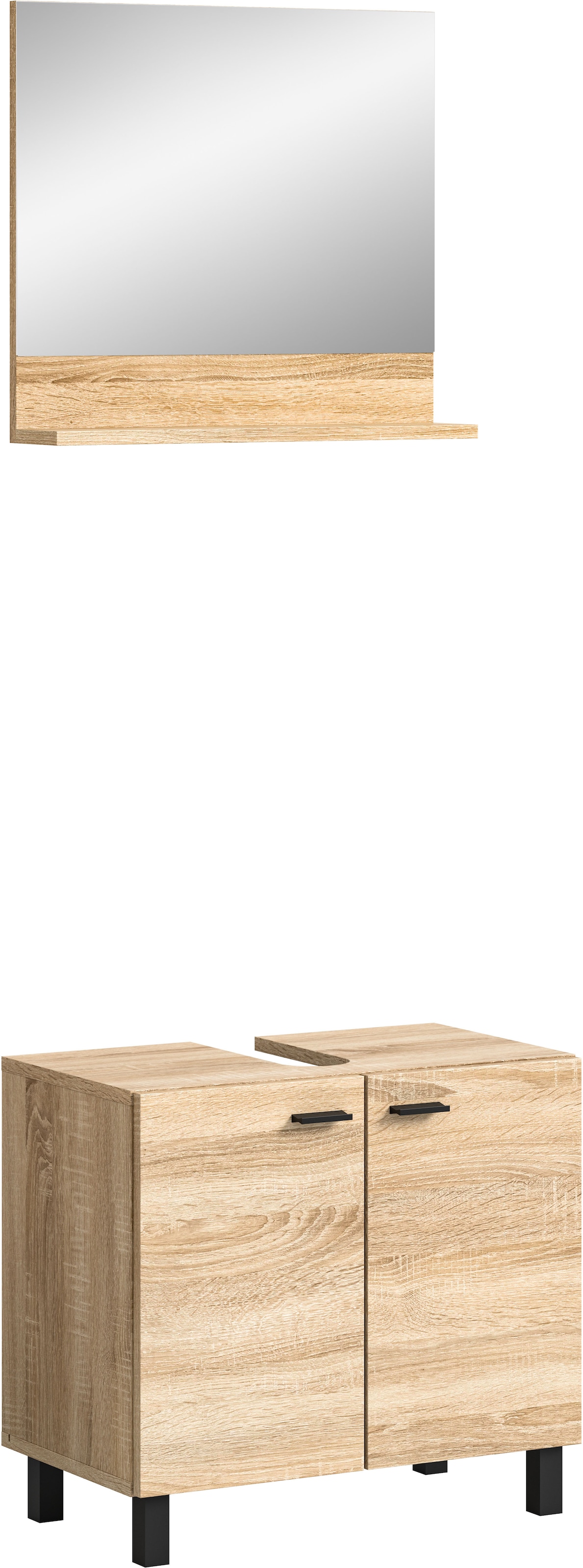 welltime Badmöbel-Set »Tampa, best. aus Waschbeckenunterschrank und Spiegel, Breite 57cm,«, (Set, 2 St.), 2-teilig, Bad-Möbel, Bad-Spiegel, Badschrank
