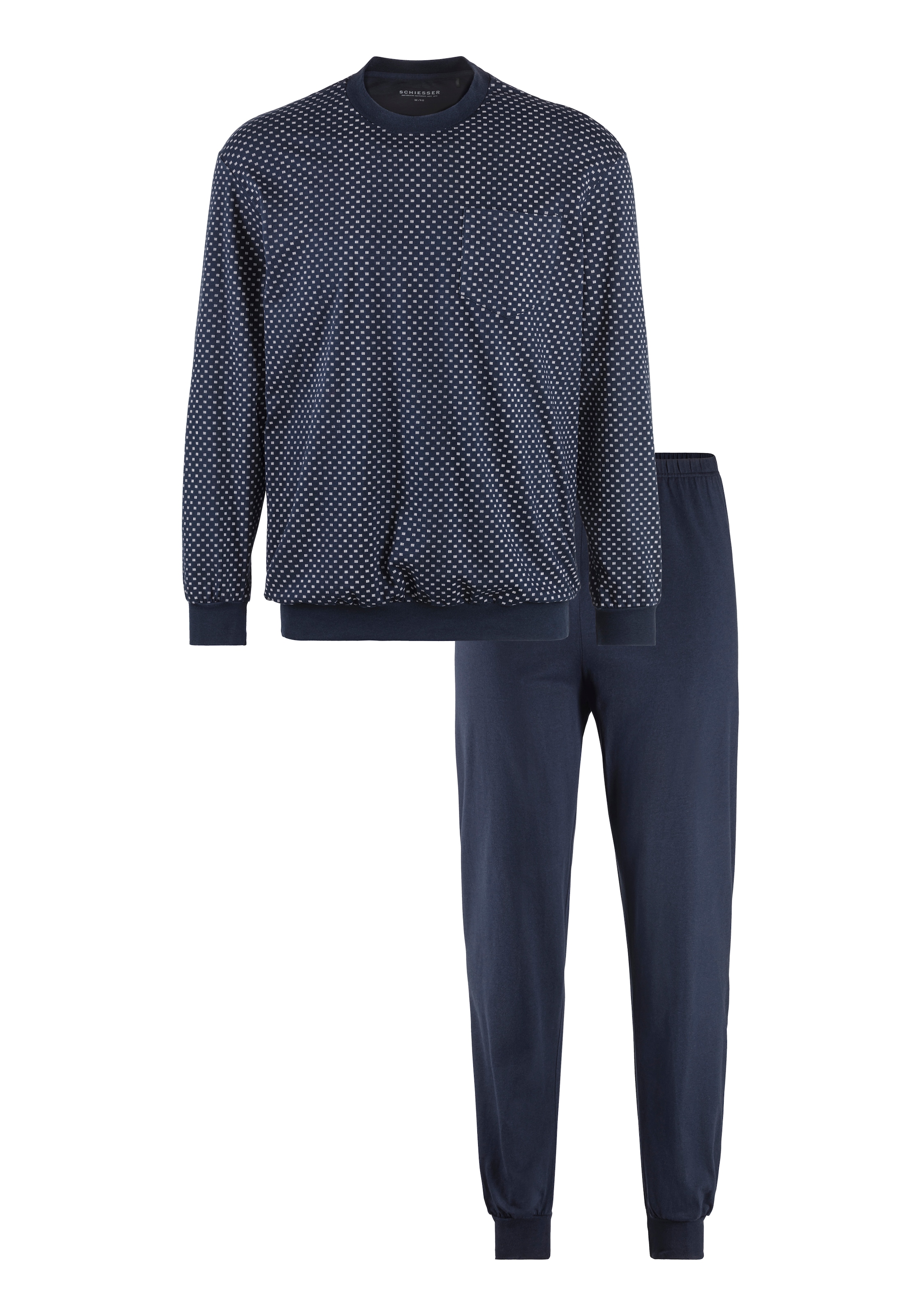 Schiesser Pyjama »"Dark Sapphire"«, (2 tlg.), mit Brusttasche, weiche Single-Jersey-Qualität, auch in grossen Grössen