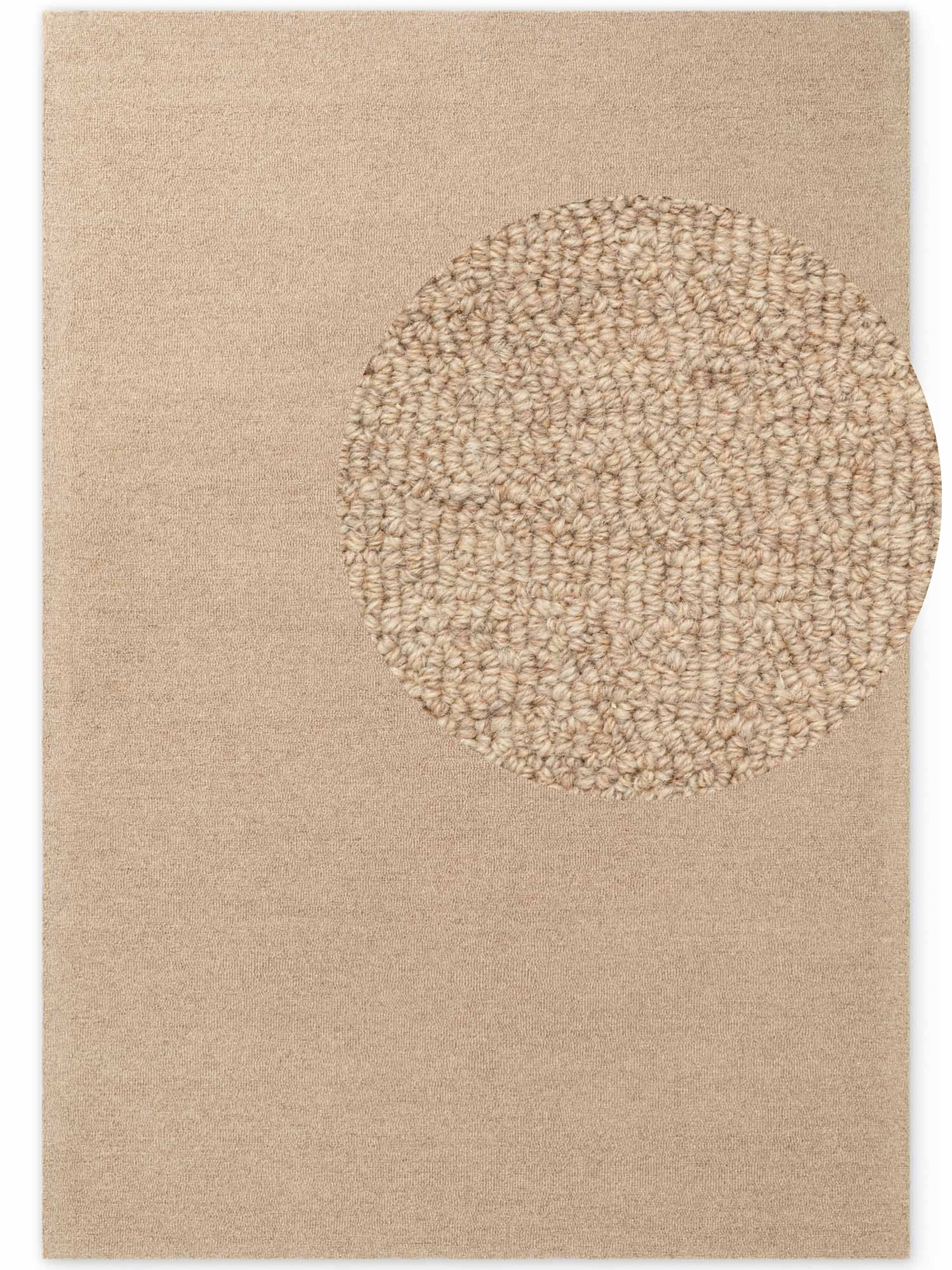 THE RUGS Puristic Fine Boucle Wool Rug Knots Textured Living Room Rug in Beige | Size: 160cm x 230cm