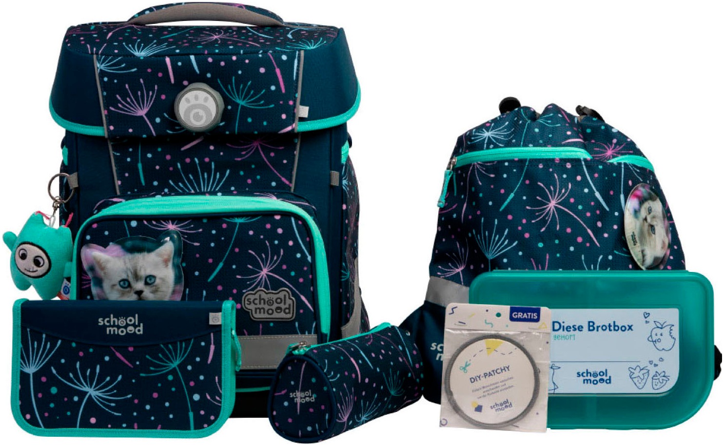 School-Mood, Unisex, SCHOOL-MOOD »Champion Maxx Pro« retroreflektierende Flächen, lina (kätzchen) mit moodie konni konzentration, B/H/T: 30cm x 40cm x