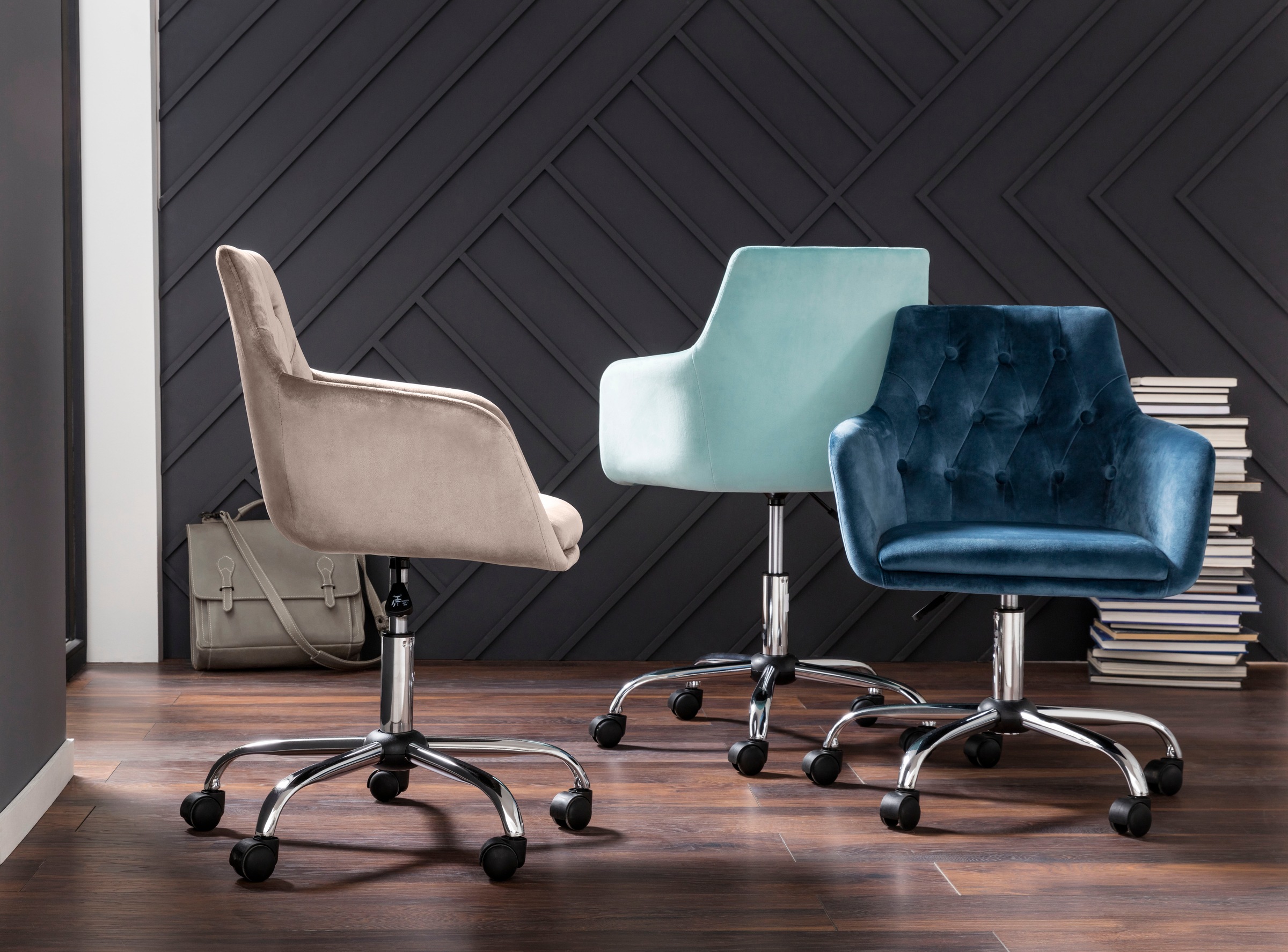GOODproduct Bürostuhl "Perry1" () eleganter Samtstuhl, gepolstert