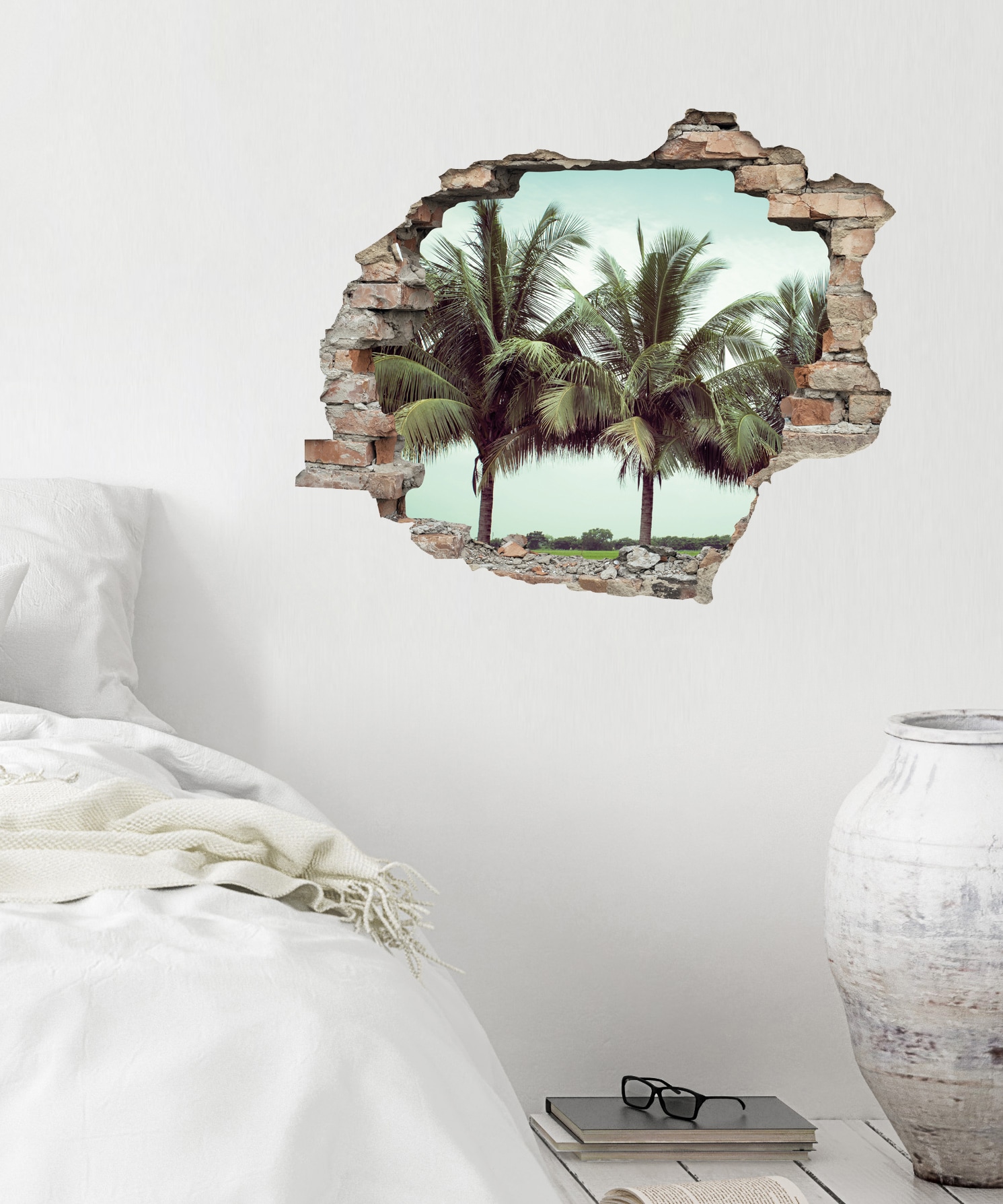 queence Wandtattoo »Palmen«, (1 St.), Wandsticker, Wandbild, selbstklebend, 3D, Wanddurchbruch