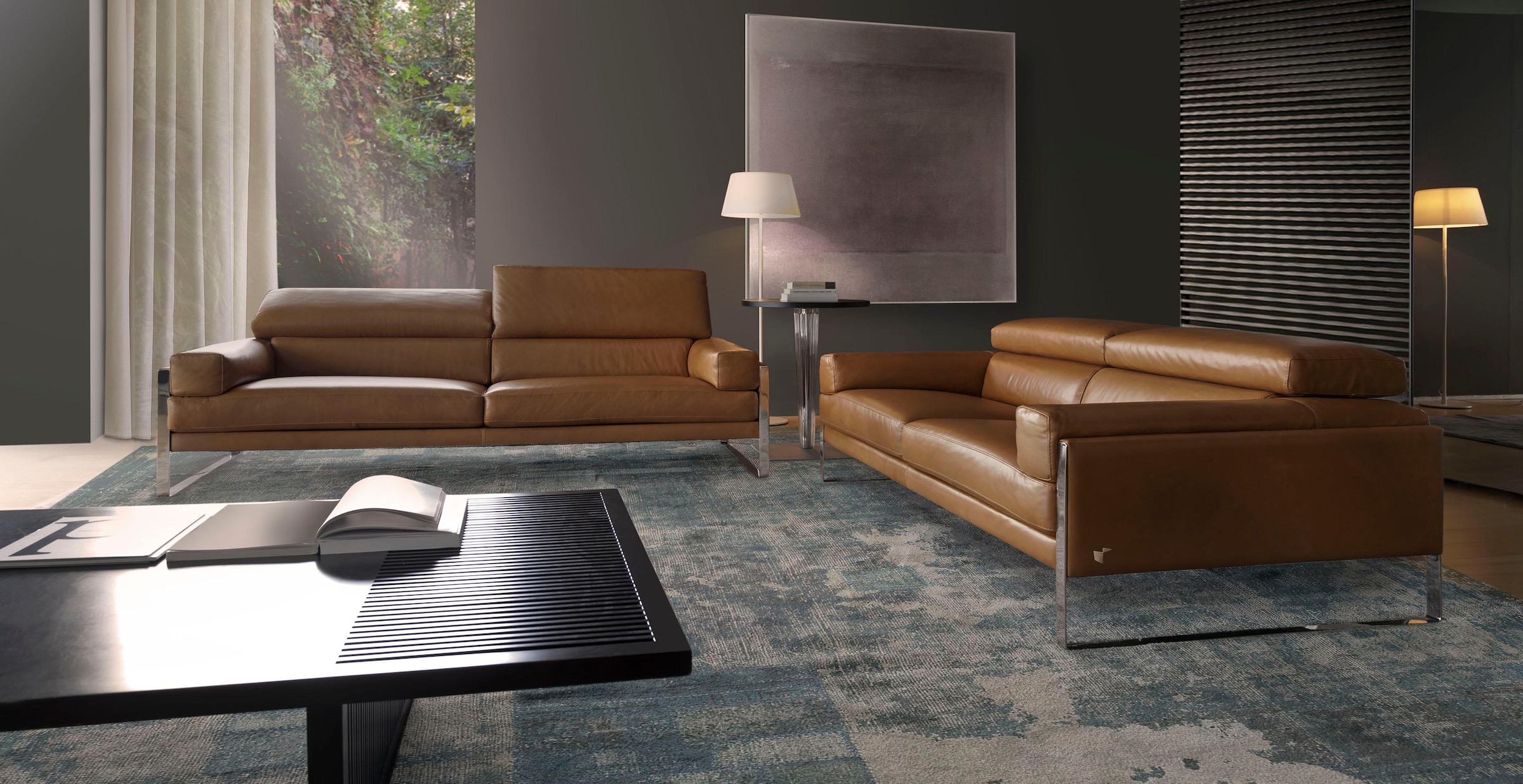 CALIA ITALIA 2,5-Sitzer »Romeo, Designsofa der Extraklasse mit tollem Sitzkomfort«, Designkufenfuss und hochwertigem Lederbezug