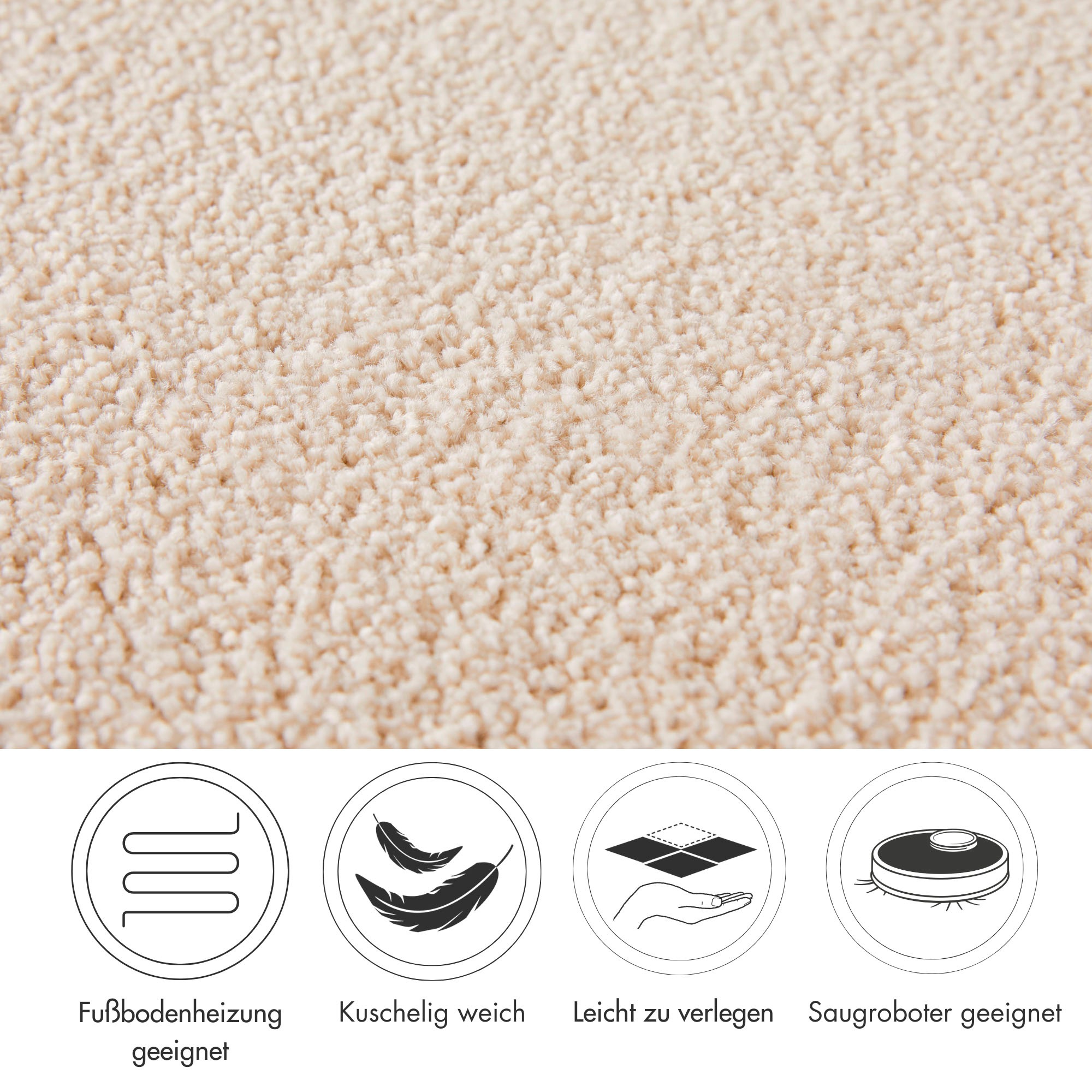 Andiamo Teppichboden »Sophie, Frisee-Velours, Made in Netherlands«, rechteckig, 4,5 mm Höhe, Uni Farben, Breite 400 cm oder 500 cm, strapazierfähig & pflegeleicht