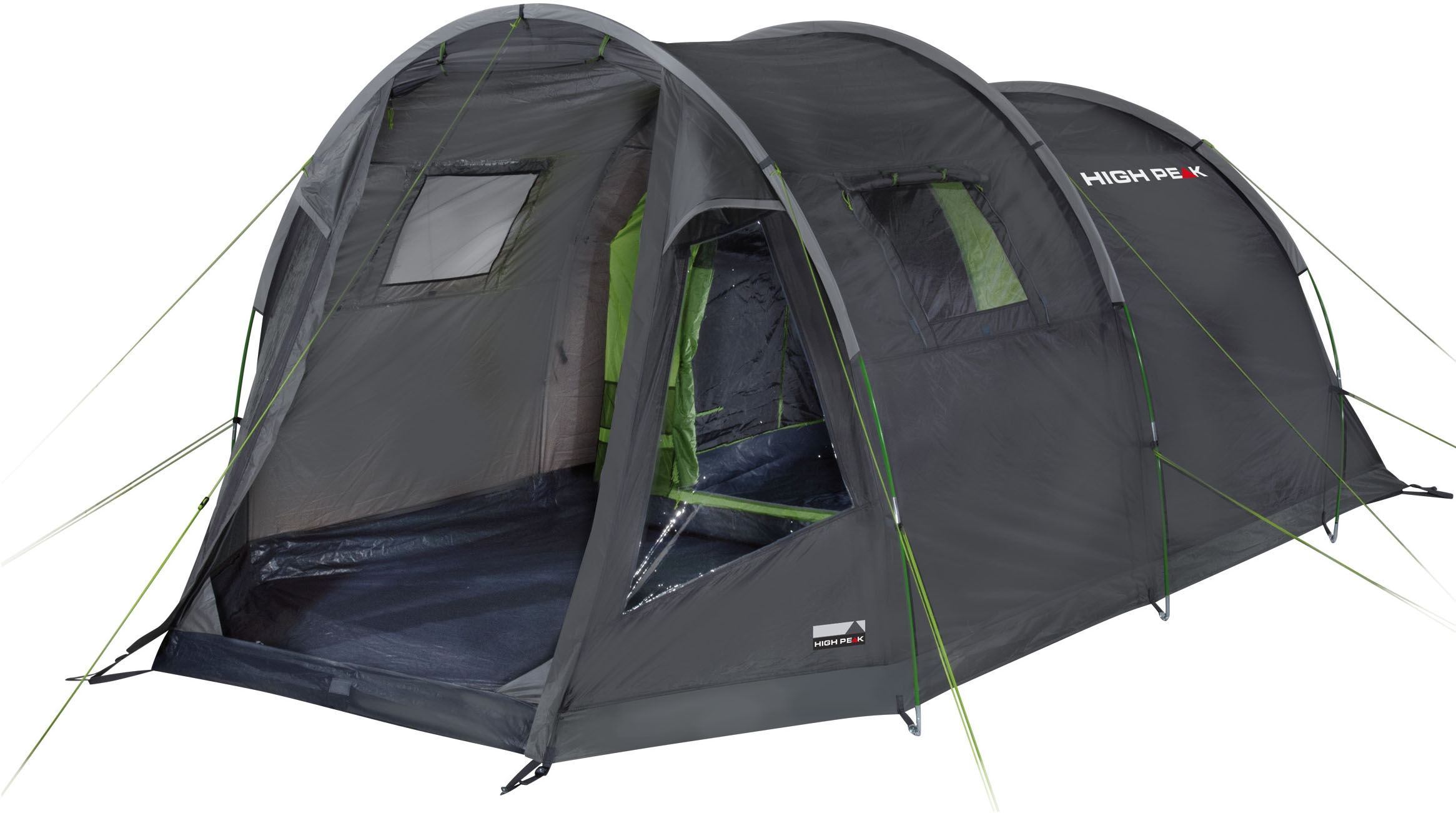 High Peak, Tunnelzelt »Torri 4.0« 4 Personen abgedunkeltes Innenzelt, dunkelgrau, grün, B/H/L: 260cm x 190cm x 455cm, Tunnelzelt