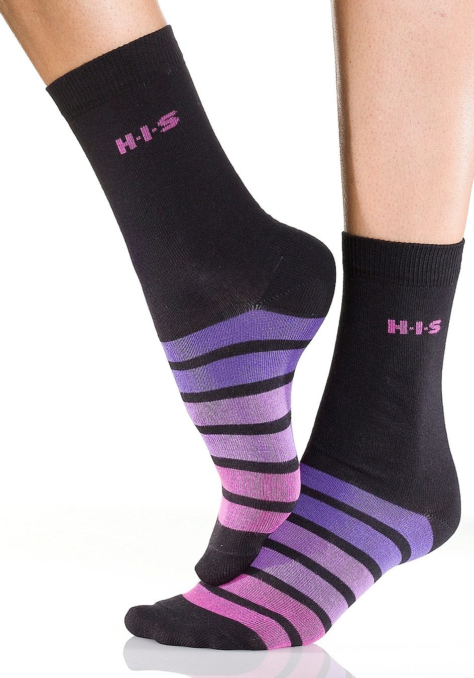 H.I.S Freizeitsocken, (Packung, 7 Paar), mit buntem Ringelmuster