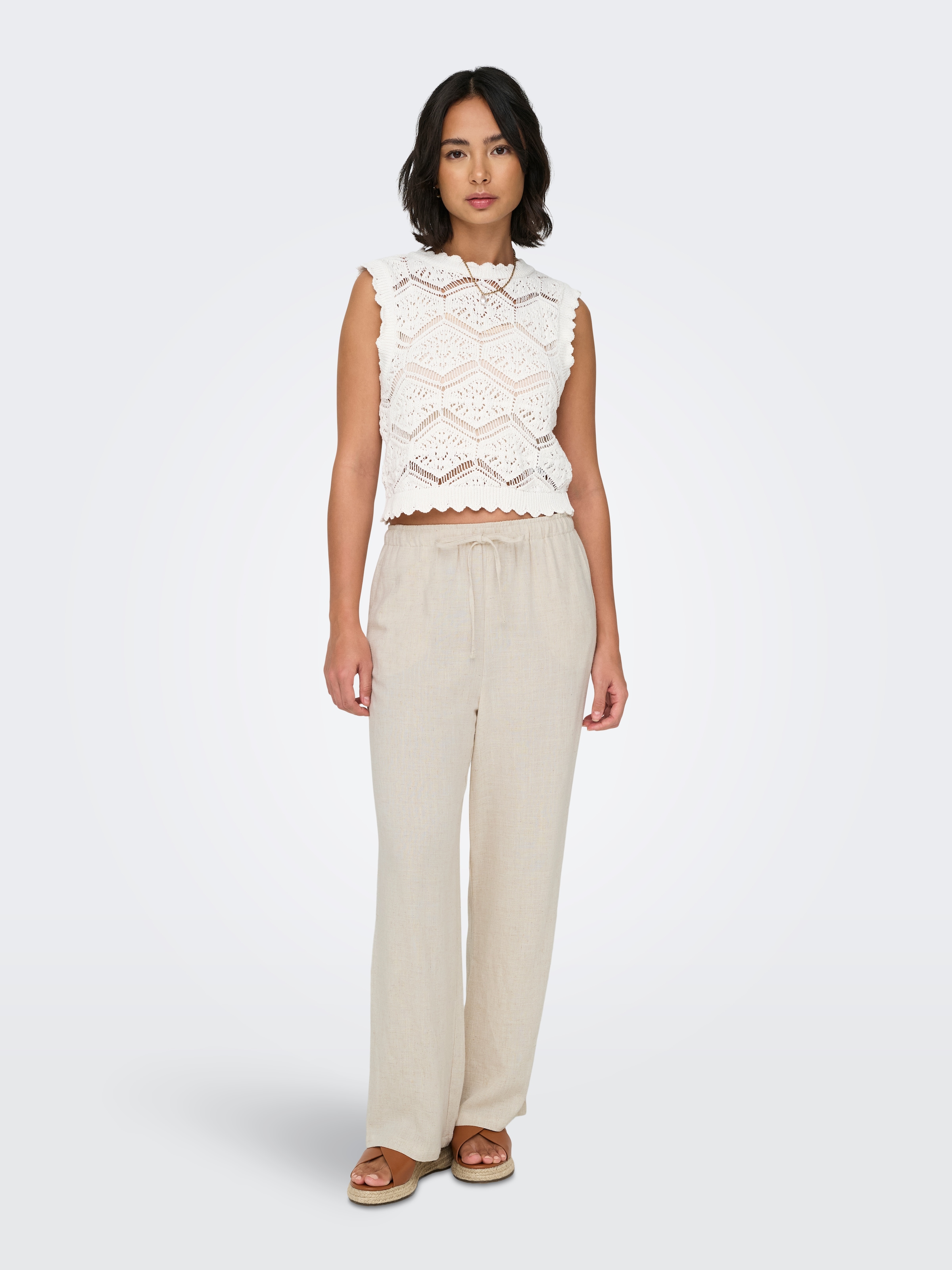 ONLY Schlupfhose »ONLSIESTA MW PULL-UP LINEN BL PNT NOOS«, Sommerhose