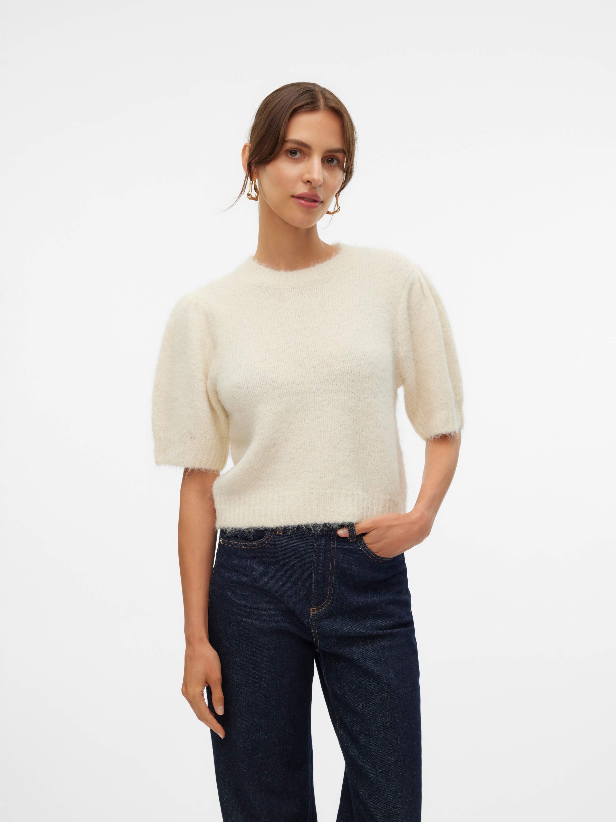 Vero Moda Strickpullover »VMNOVAH SS O-NECK PUFF PULLOVER GA NOOS«