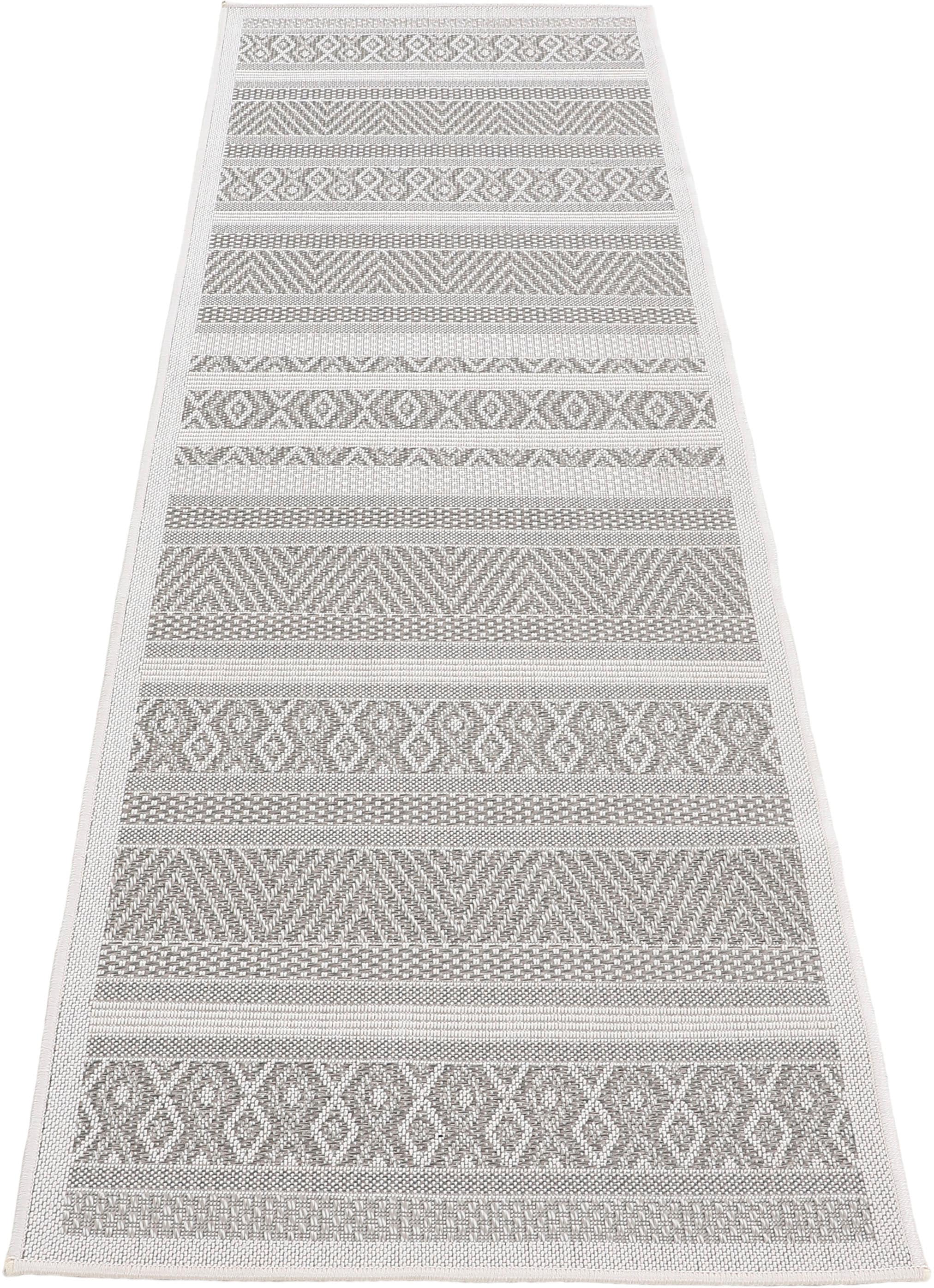 carpetfine Läufer »Boho 101«, rechteckig, 4 mm Höhe, robustes Flachgewebe, Sisal Optik, UV-beständig, Aussenbereich