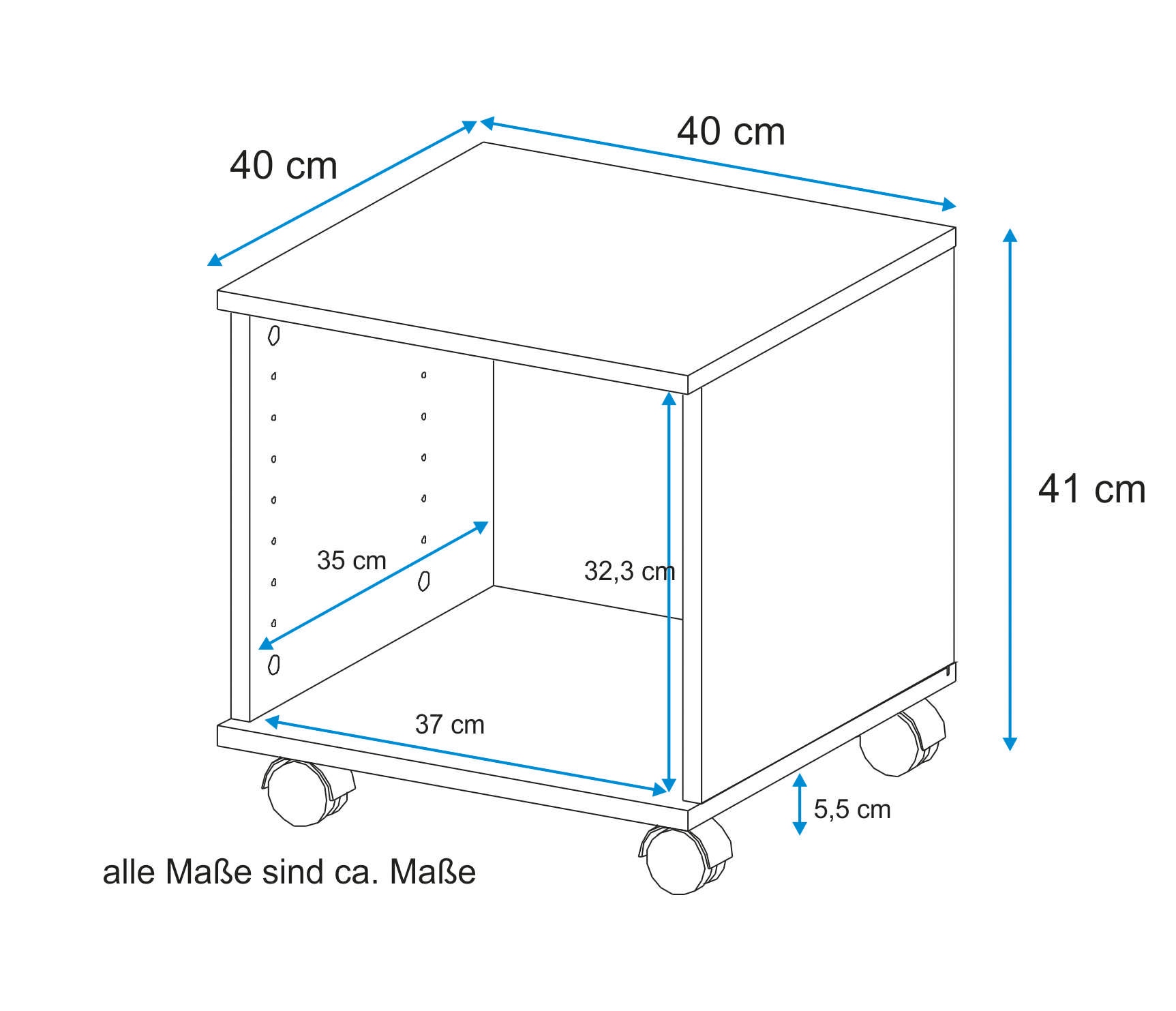 VOGL Möbelfabrik Rollcontainer »Barrie, Bürocontainer, Nachtschrank«, (1 St.), Ausführungen mit/ohne Schubladen, Höhe 41 cm, Made in Germany