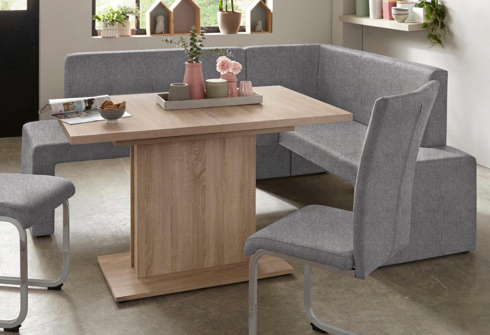 Home affaire Freischwinger »Alex«, (Set), 2 St., Struktur 2, Stuhl belastbar bis 120 Kg, Gestell im Chrom-Look