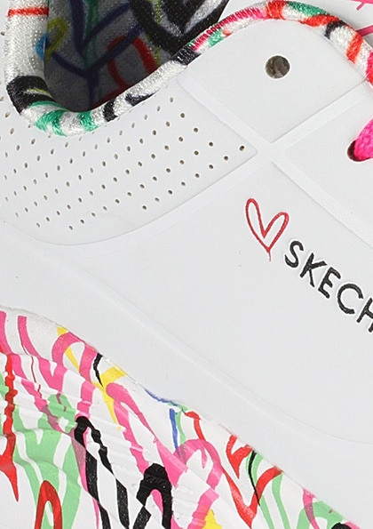 Skechers Sneaker »UNO LITE-LOVELY LUV«, Schnürschuh mit bedruckter Sohle, Grössenschablone zum Download