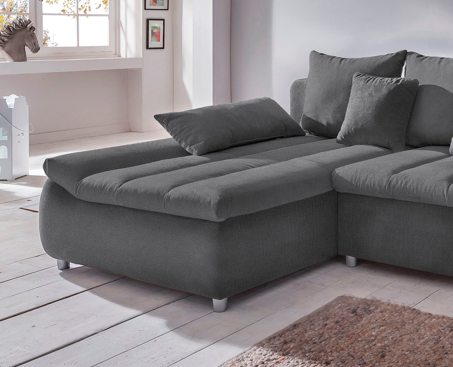 INOSIGN Ecksofa »Imola elegant und bequem, aktuelle Steppung im Sitz, L-Form«, wahlweise mit Bettfunktion, OTTOs Choice