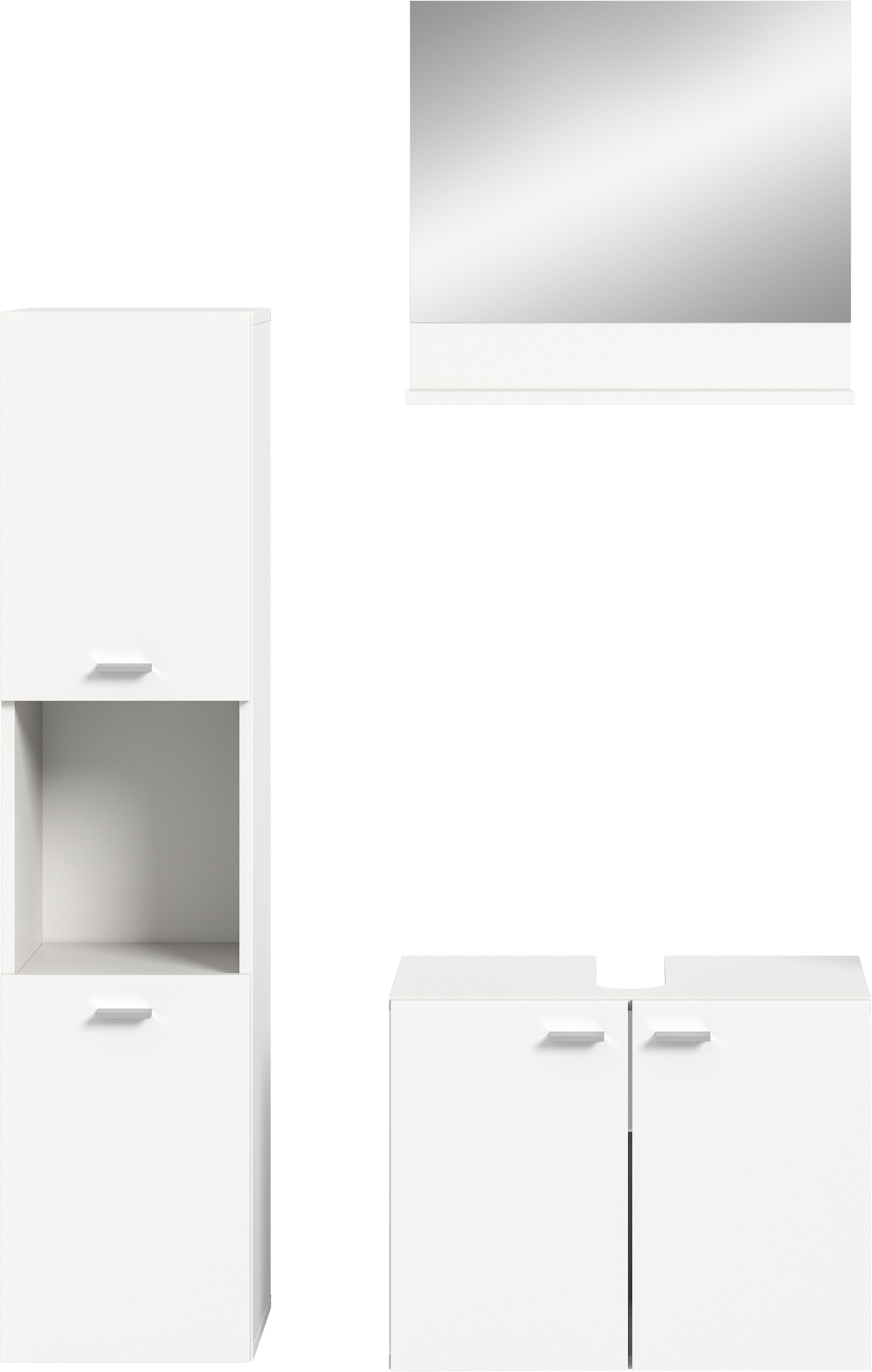 welltime Badmöbel-Set »Tampa, Breite 102cm, 3-teilig«, (3 St.), Waschbeckenunterschrank, Spiegel, Hochschrank
