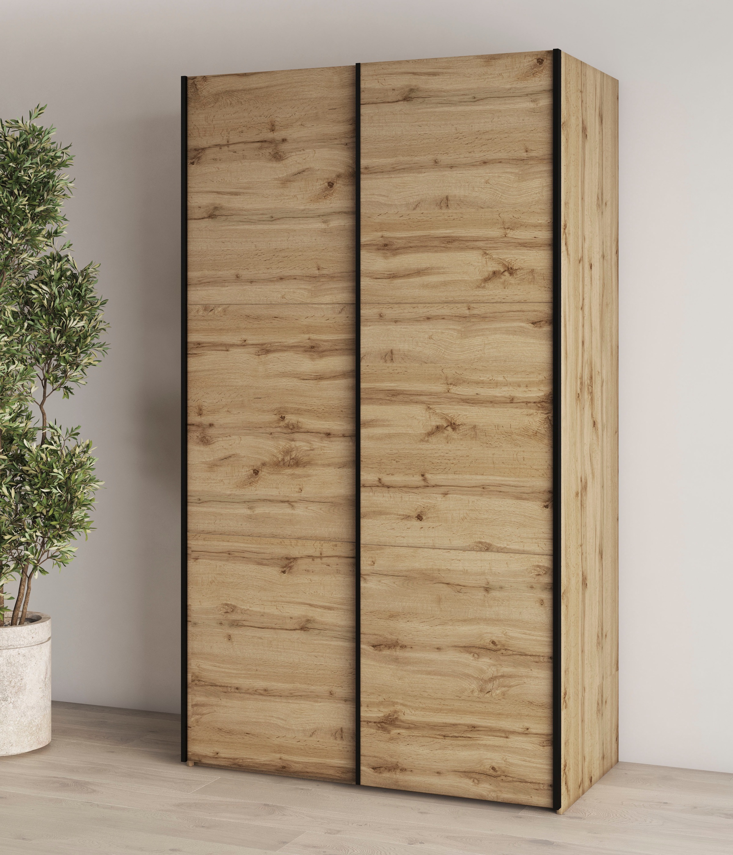 GOODproduct Kleiderschrank »Eastvale, 120x64x210cm, ideal für kleine Räume oder Nischen« Schrank mit Schwebetüren, FSC-zertifiziert, Metallgriffe