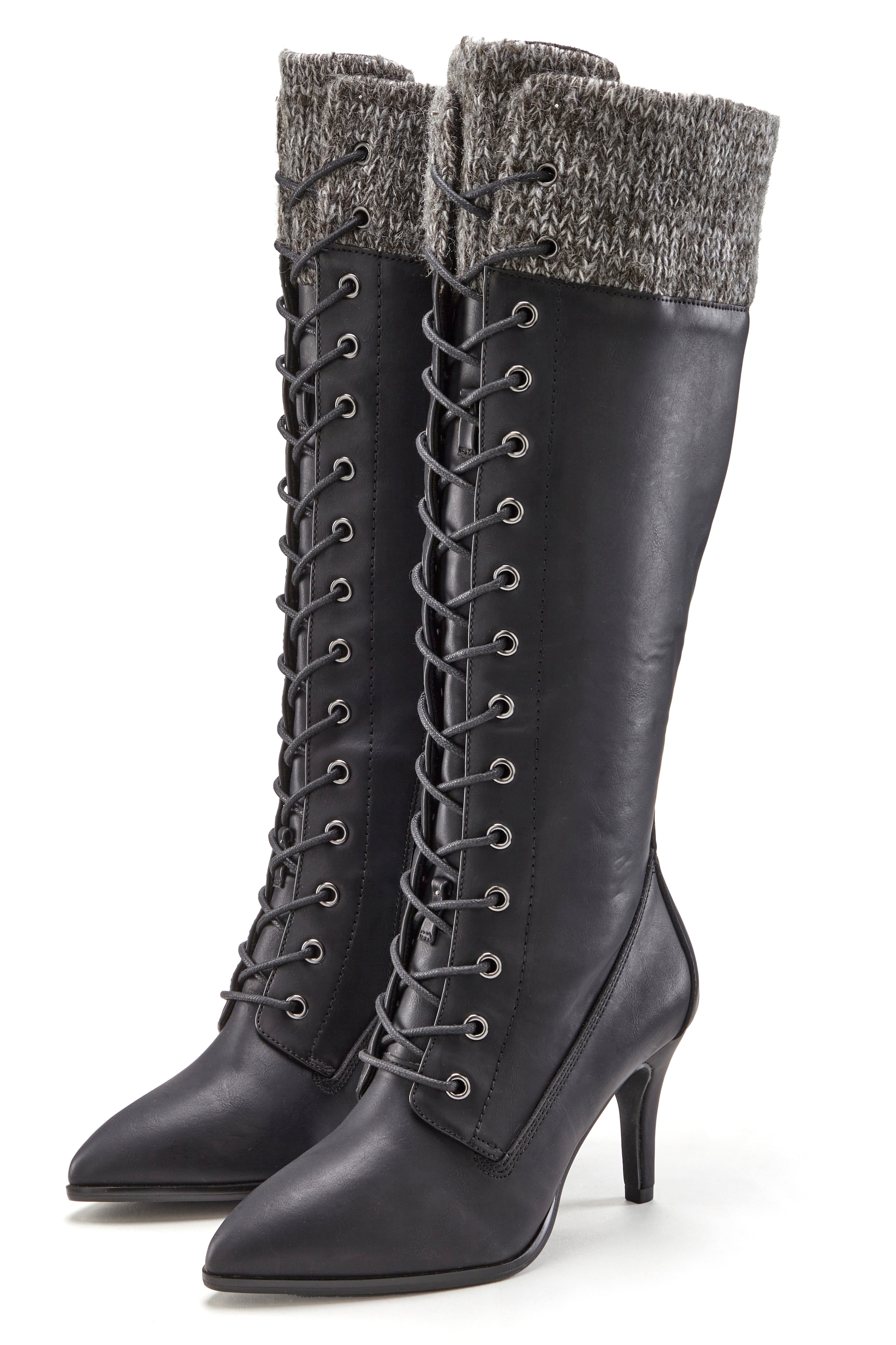 Stiefel »Stiefelette, Langer Stiefel«, mit spitz zulaufender Form und Strickeinsatz