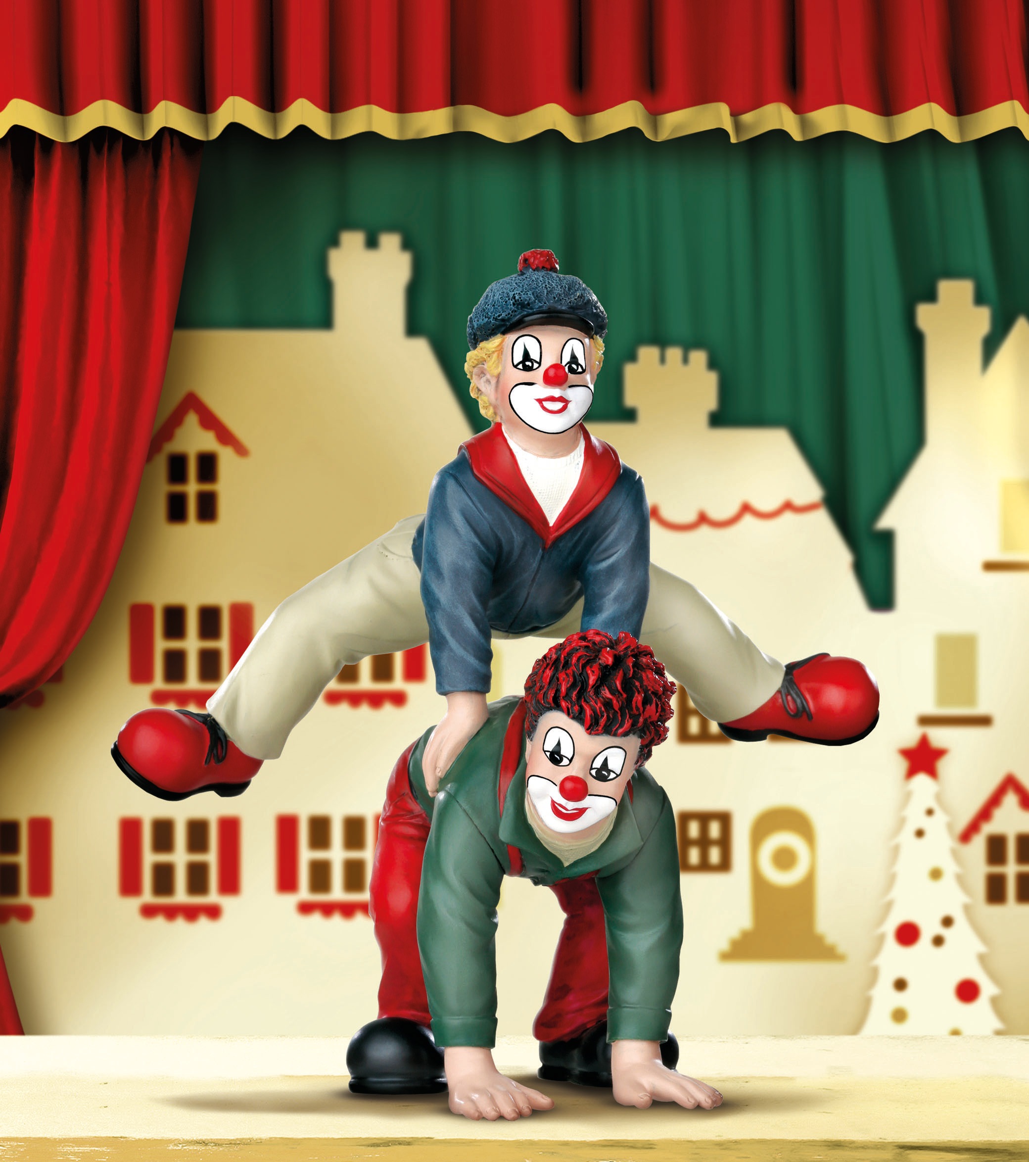 Gildeclowns Sammelfigur "Clown Dekofigur, Der Bocksprung" handbemalt, Wohnzimmer