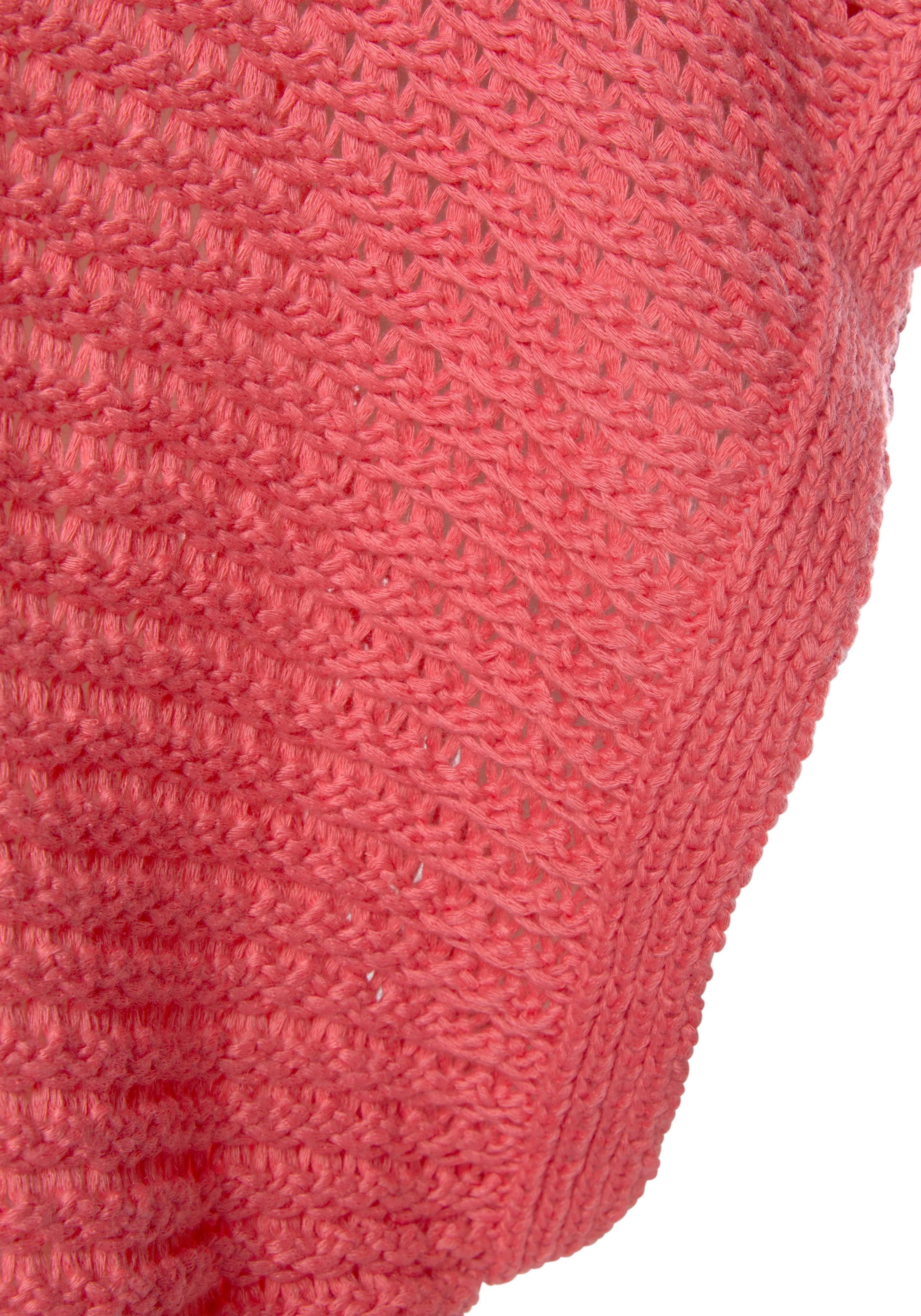 LASCANA Kurzarmpullover, in luftigem Ajourstrick, Strickpullover, sommerlich