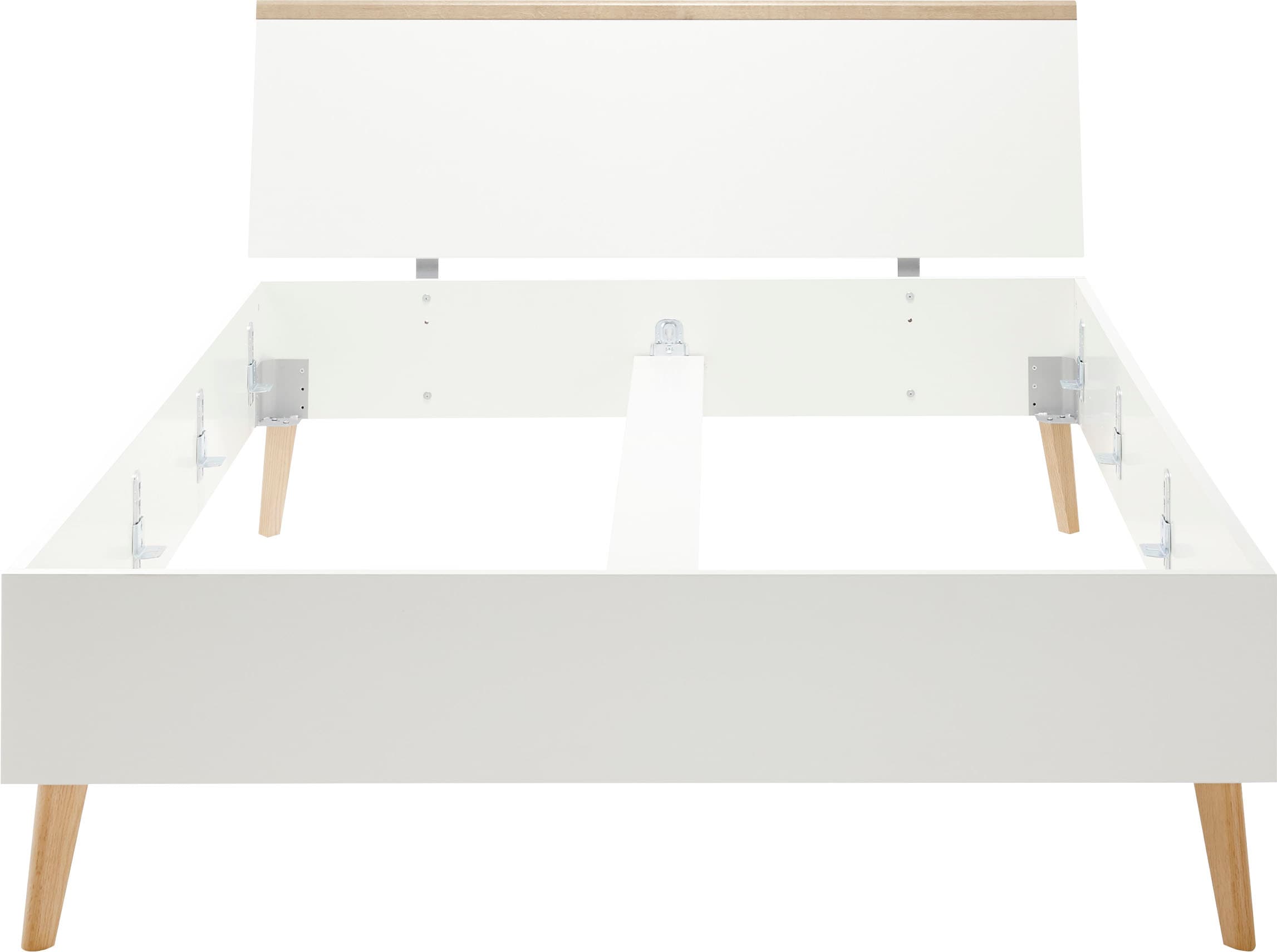 andas Einzelbett »Merle Bettgestell mit Massivholzfüssen Aussenmasse 145/20/92 cm (B/T/H)«, in skandinavischem Design, Liegefläche 140x200cm