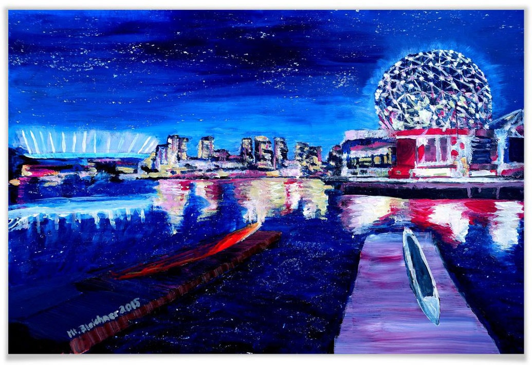 online Poster, Vancouver Wall-Art Nacht«, Poster Stadt, Himmel Wandposter »Blau | Jelmoli-Versand Bild, (1 bei St.), bestellen Wandbild,