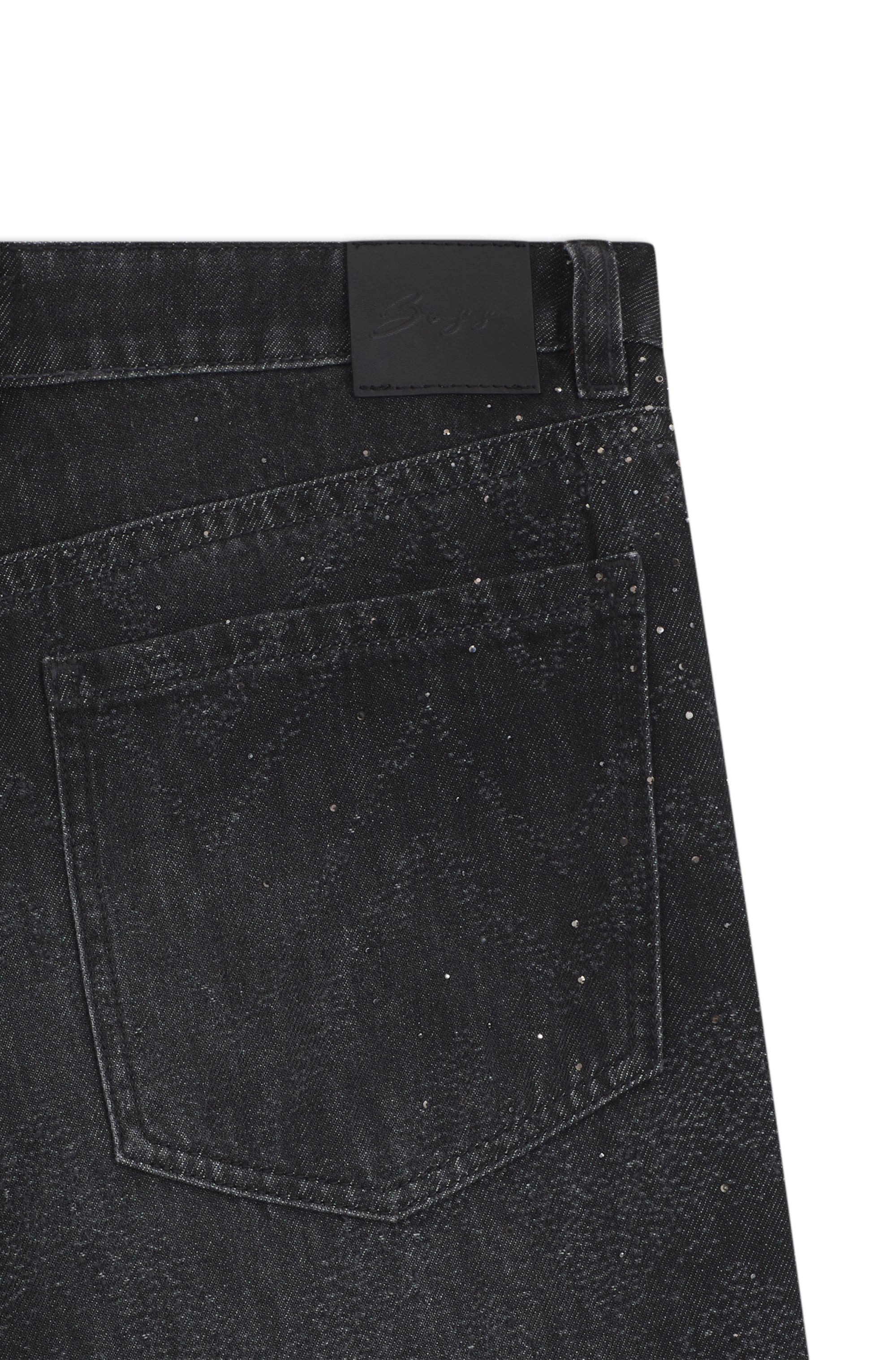 BOSS ORANGE Weite Jeans »Slouchy Premium Damenmode«, Wide-Leg-Fit, Mid Rise, Glitzerdetails