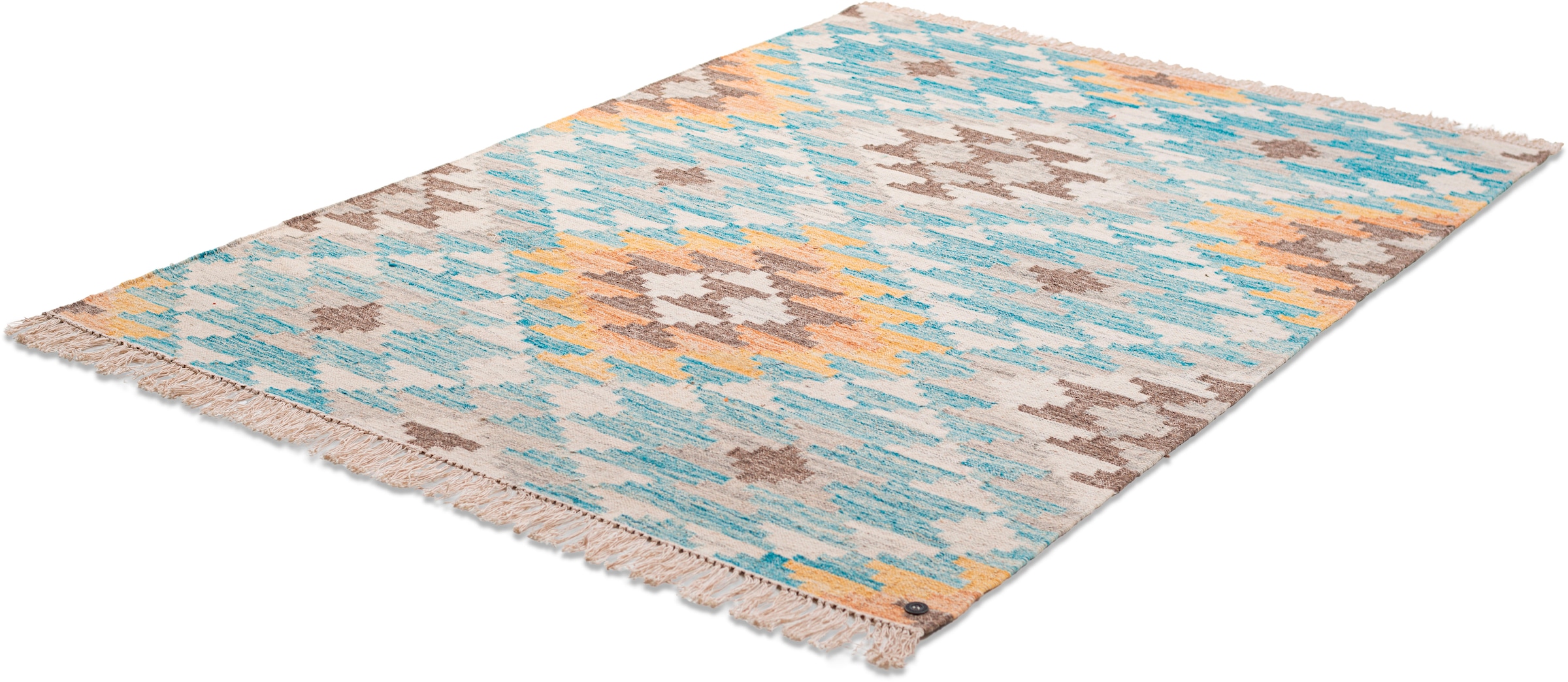 TOM TAILOR HOME Teppich »Check Kelim«, rechteckig, 5 mm Höhe, handgewebt, mit Fransen, Boho-Style