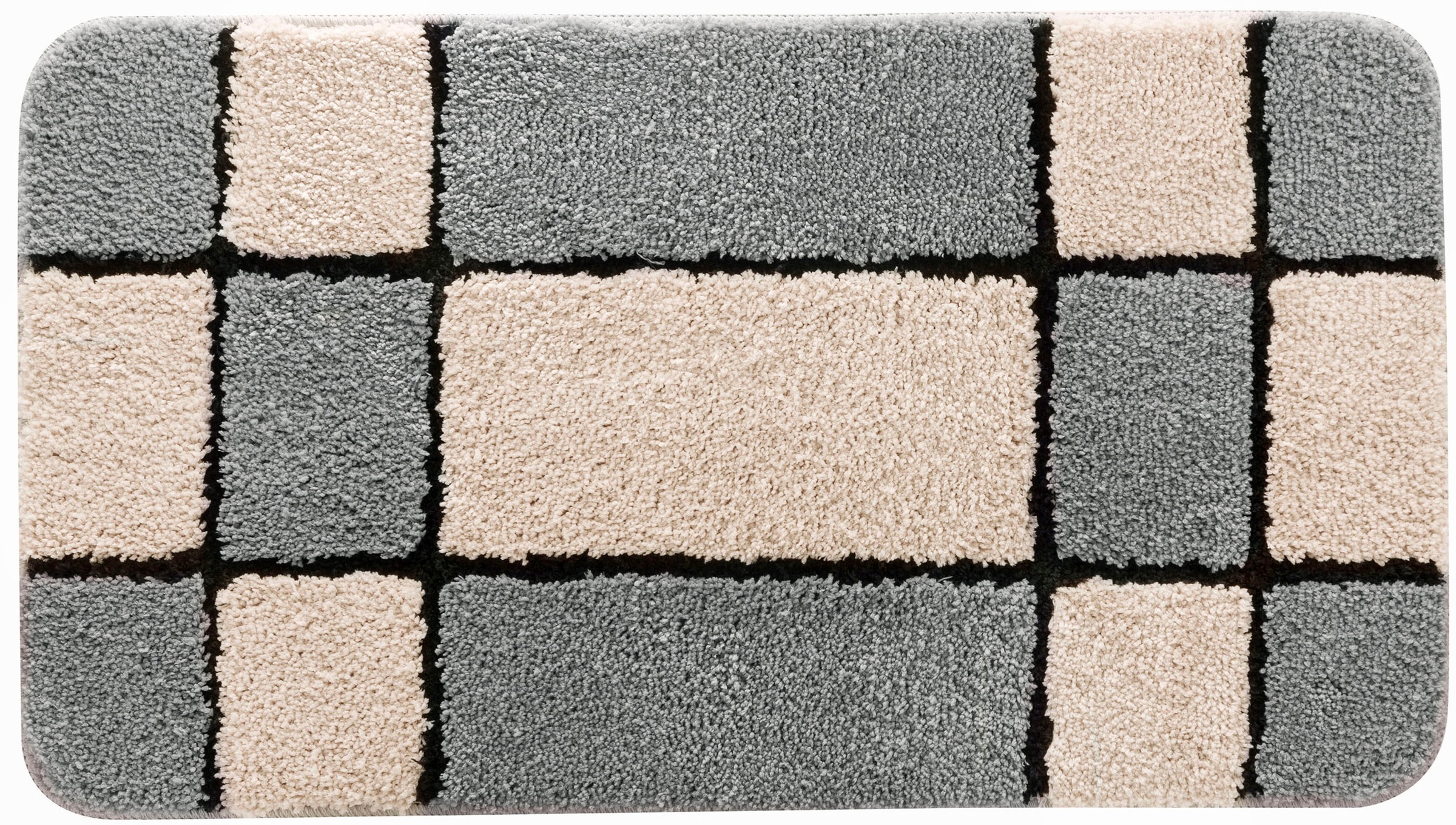my home Badematte »Melli«, rutschhemmend beschichtet, fussbodenheizungsgeeignet, Badteppich, mit Muster, karierte Badematte