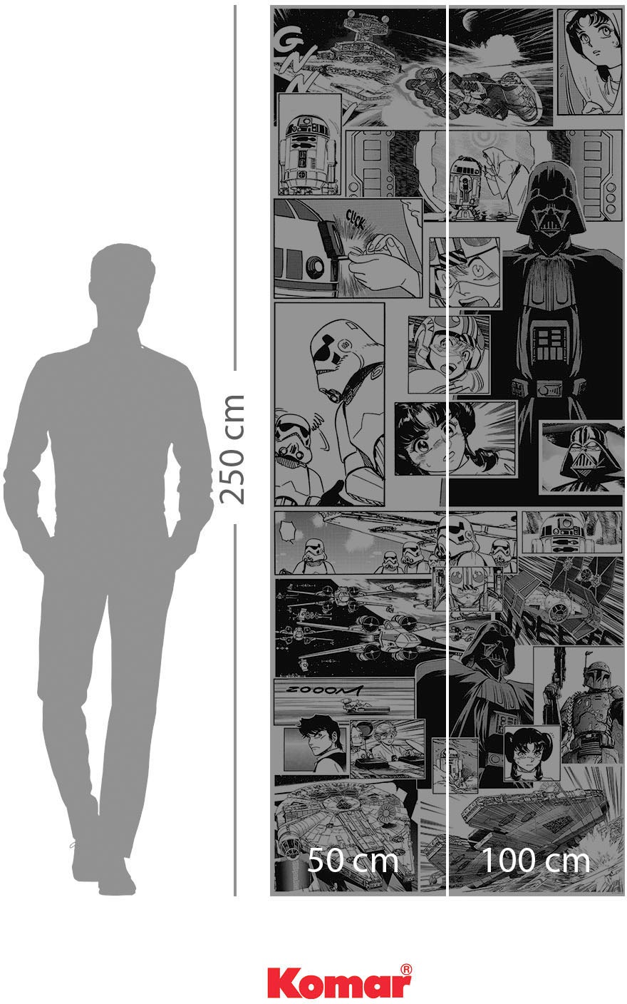 Komar Fototapete »Digitaldruck Vlies - Star Wars Manga Madness - Grösse 100 x 250 cm«, bedruckt, Kinderzimmer