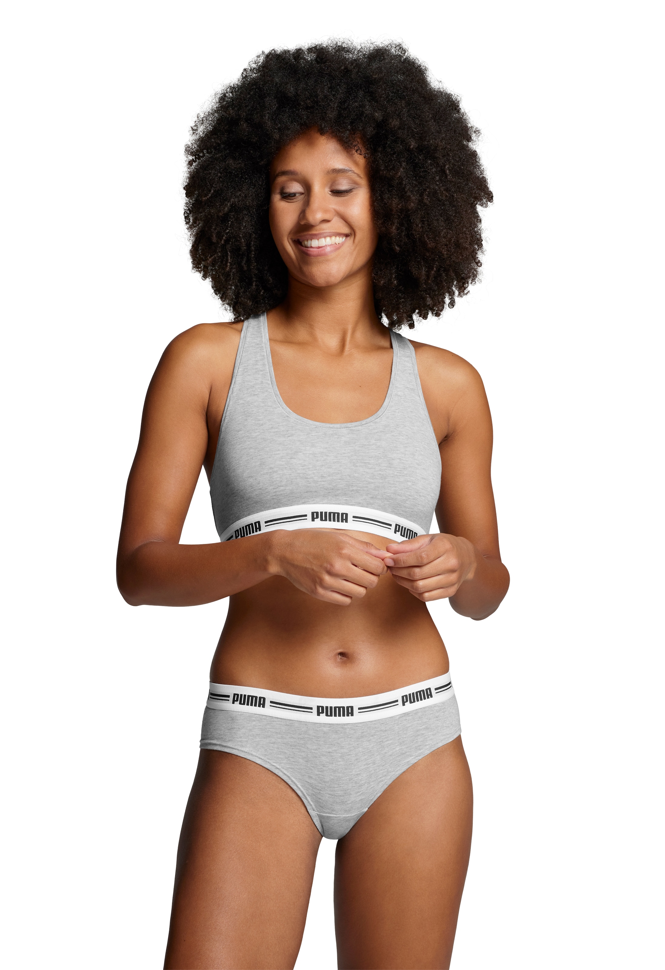 PUMA Brasilslip »PUMA WOMEN BRAZILIAN 2P PACK«, (2er Pack), Breiter elastischer Logobund