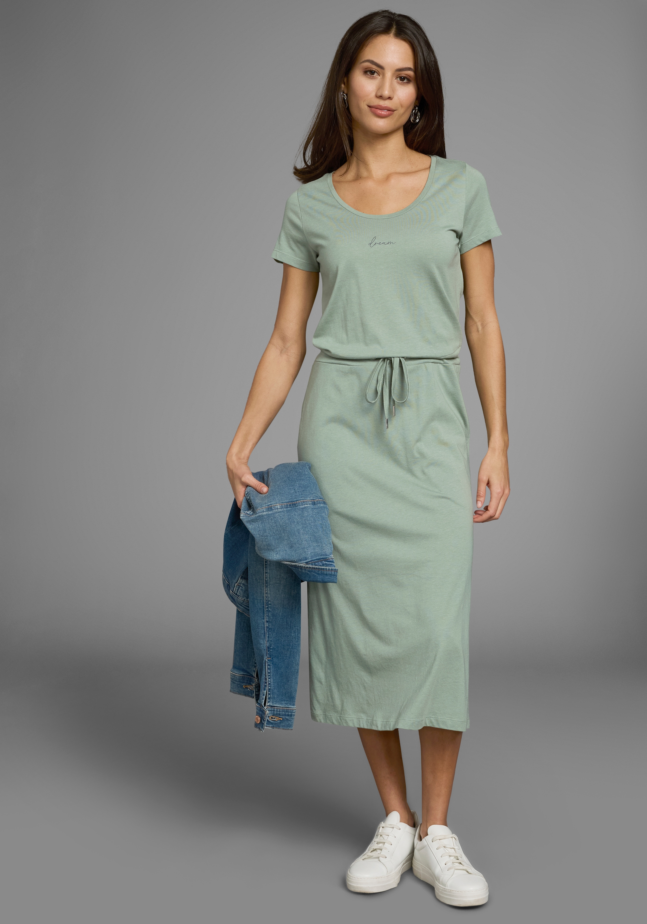 Laura Scott Midikleid, mit Bindeband am Bund & versteckte Eingrifftaschen - NEUE KOLLEKTION