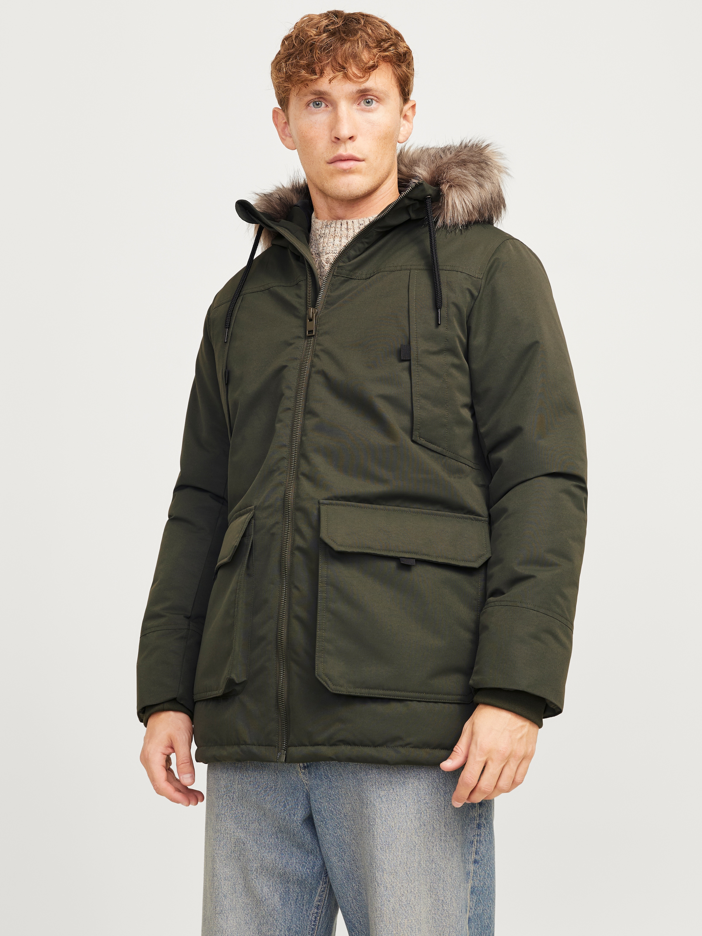 Jack & Jones Parka »JJECONSTRUCT FAUX FUR PARKA SN«, mit Kapuze