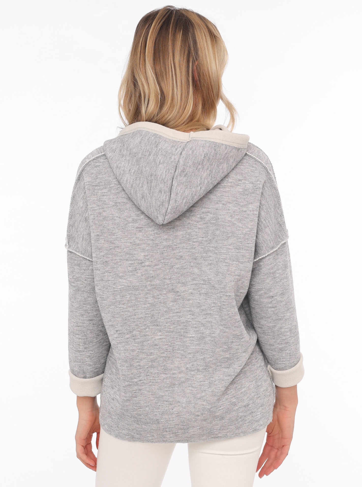 Zwillingsherz Hoodie »"Positive Mind"«, Kapuze, 3/4 Arm, tonaler Schriftzug vorn, Kordelzug