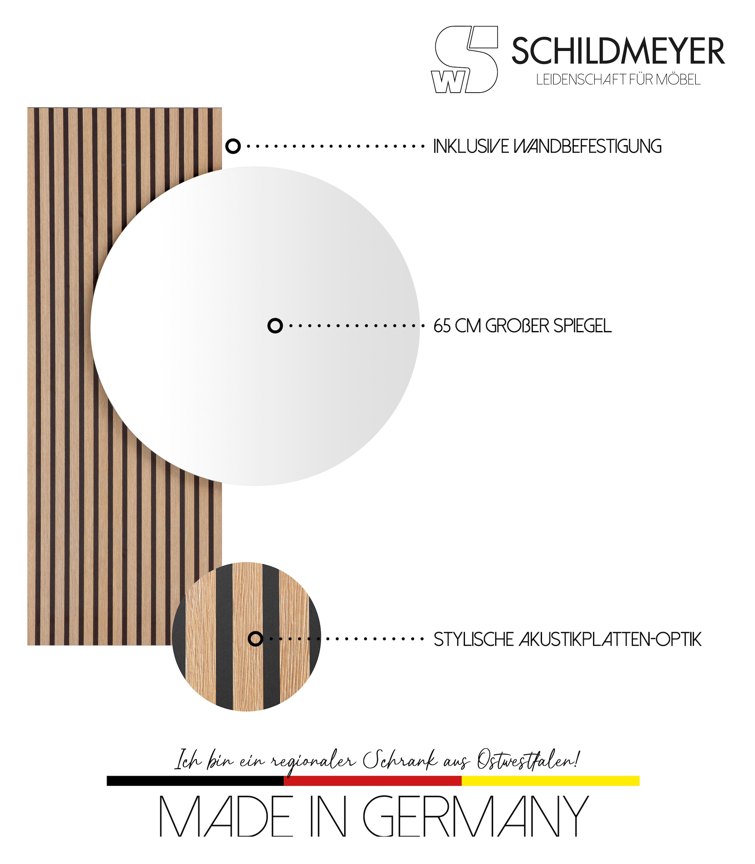 Schildmeyer Spiegel »Loft, Breite 79 cm«, Runde Spiegelfläche