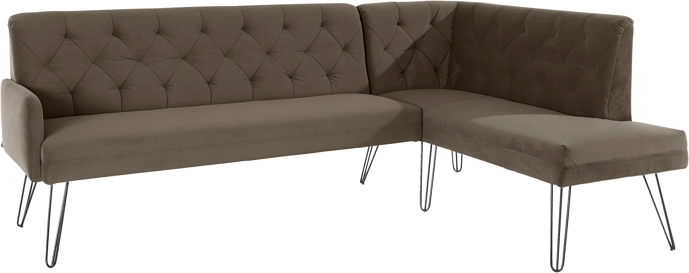 exxpo - sofa fashion Eckbank »Doppio, Chesterfield Optik, komfortabel und bequem, hohe Designfüsse«, Frei im Raum stellbar