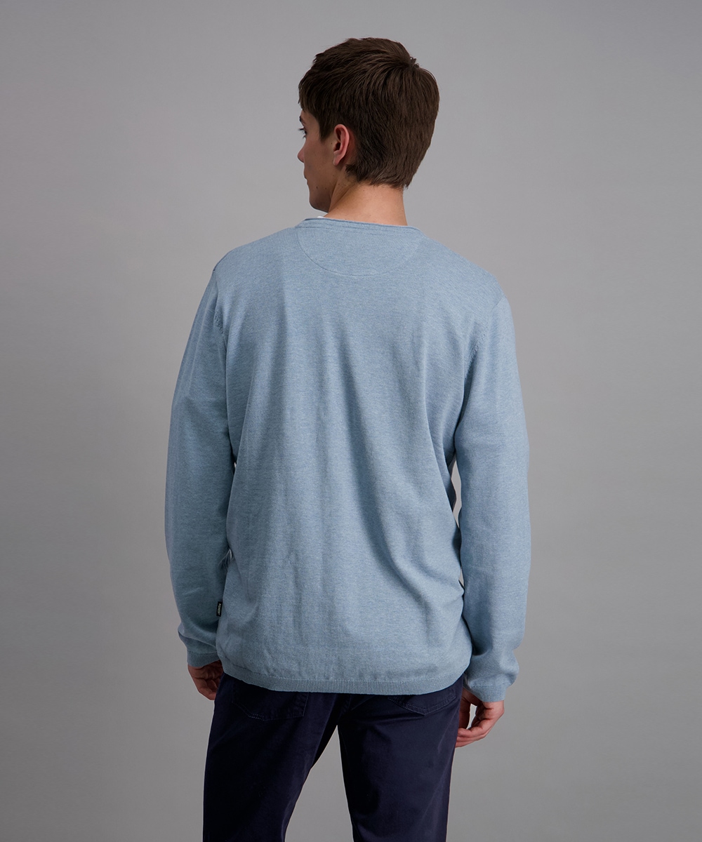 Pioneer Authentic Jeans Rundhalspullover, Ausschnitt mit Rollkante, Aussennähte