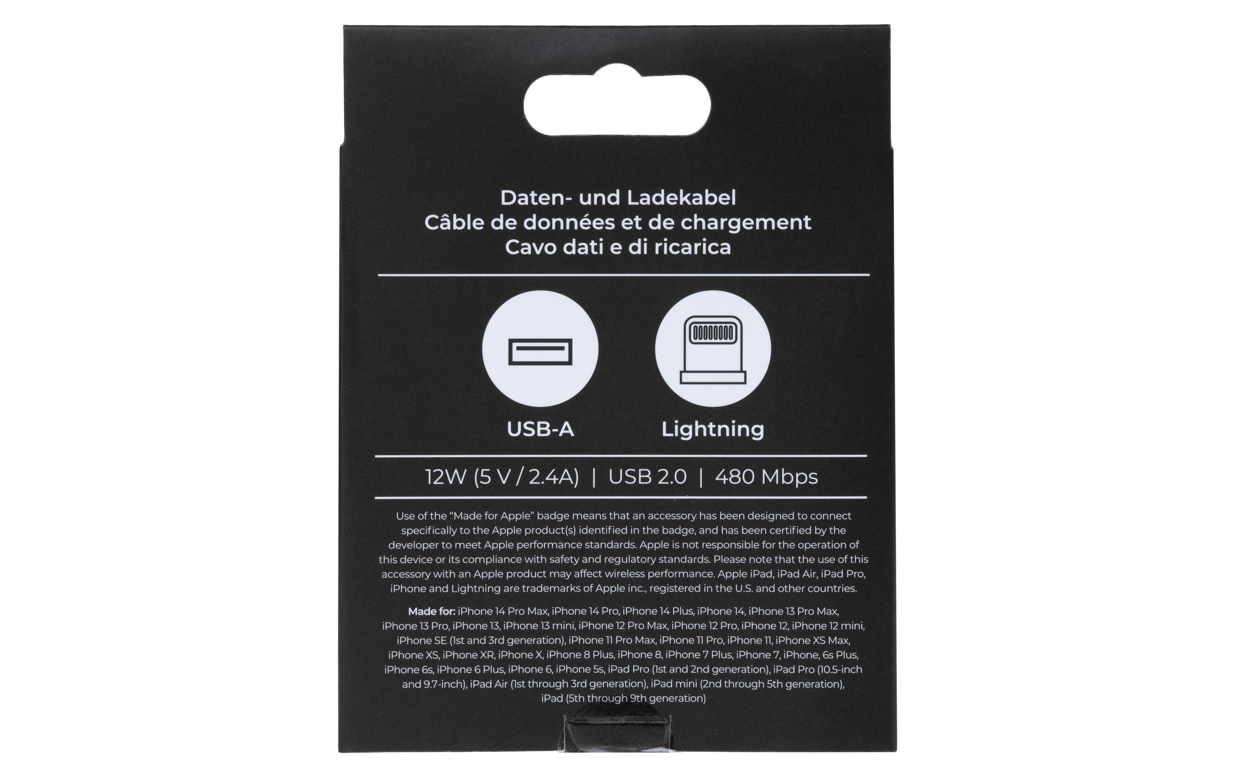 onit USB-Kabel »A-lightning weiss 0.5m«, USB Typ A, 500 cm, Apple MFI zertifiziert