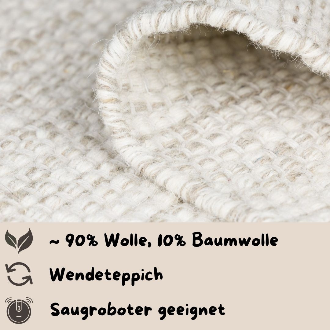 my home Wollteppich »Woolscape«, rund, 10 mm Höhe, Wendeteppich, handgewebte Qualität, meliert, reine Wolle, Wohnzimmer