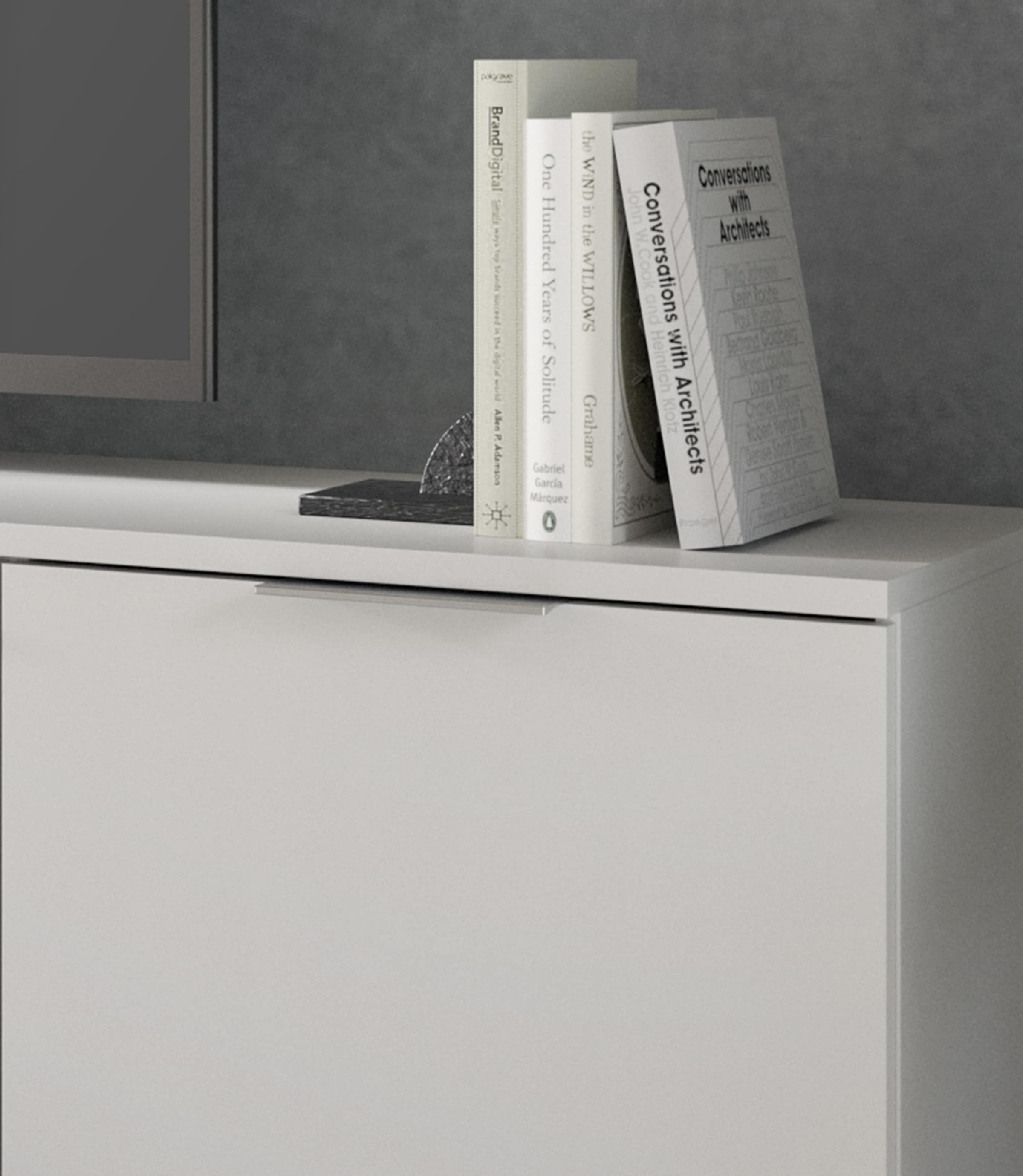 INOSIGN Wohnwand »Porto, Breite 250cm, in Weiss/Beton Nachbildung«, (3 St.), TV-Wand, Mediawand, Lowboard, Vitrine, Wandboard