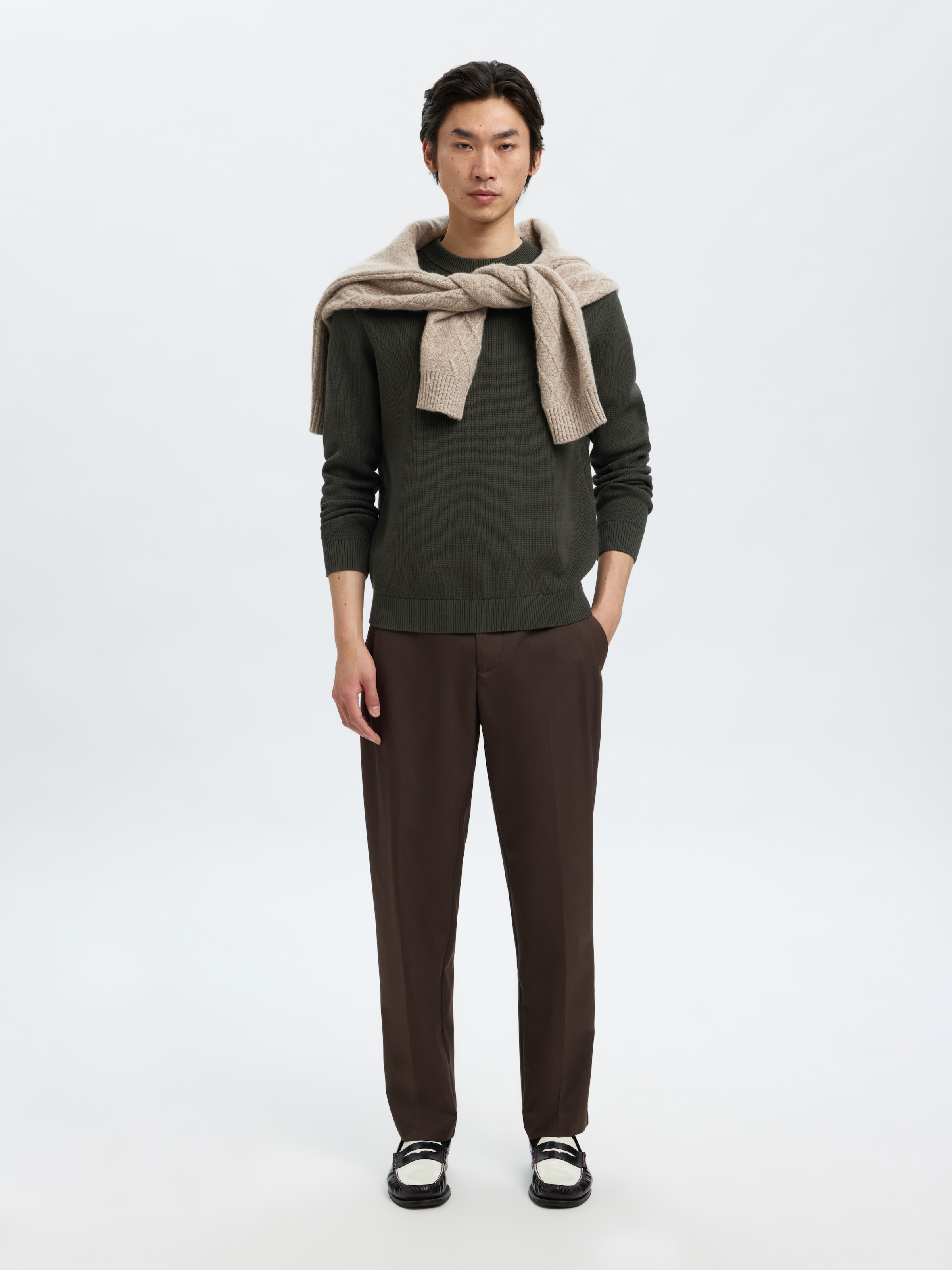 SELECTED HOMME Rundhalspullover »SLHDANE LS KNIT STRUCTURE CREW NECK NOOS«
