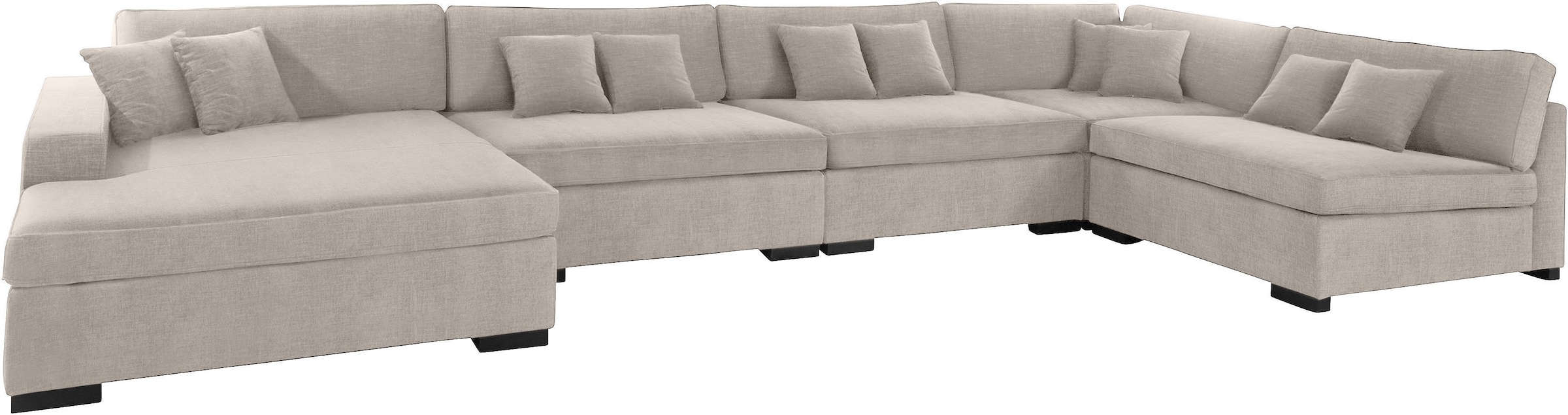 Home affaire Wohnlandschaft »Skara XXL U-Form«, Lounge-Sofa XXL mit Federkern-Polsterung, in vielen Bezugsvarianten