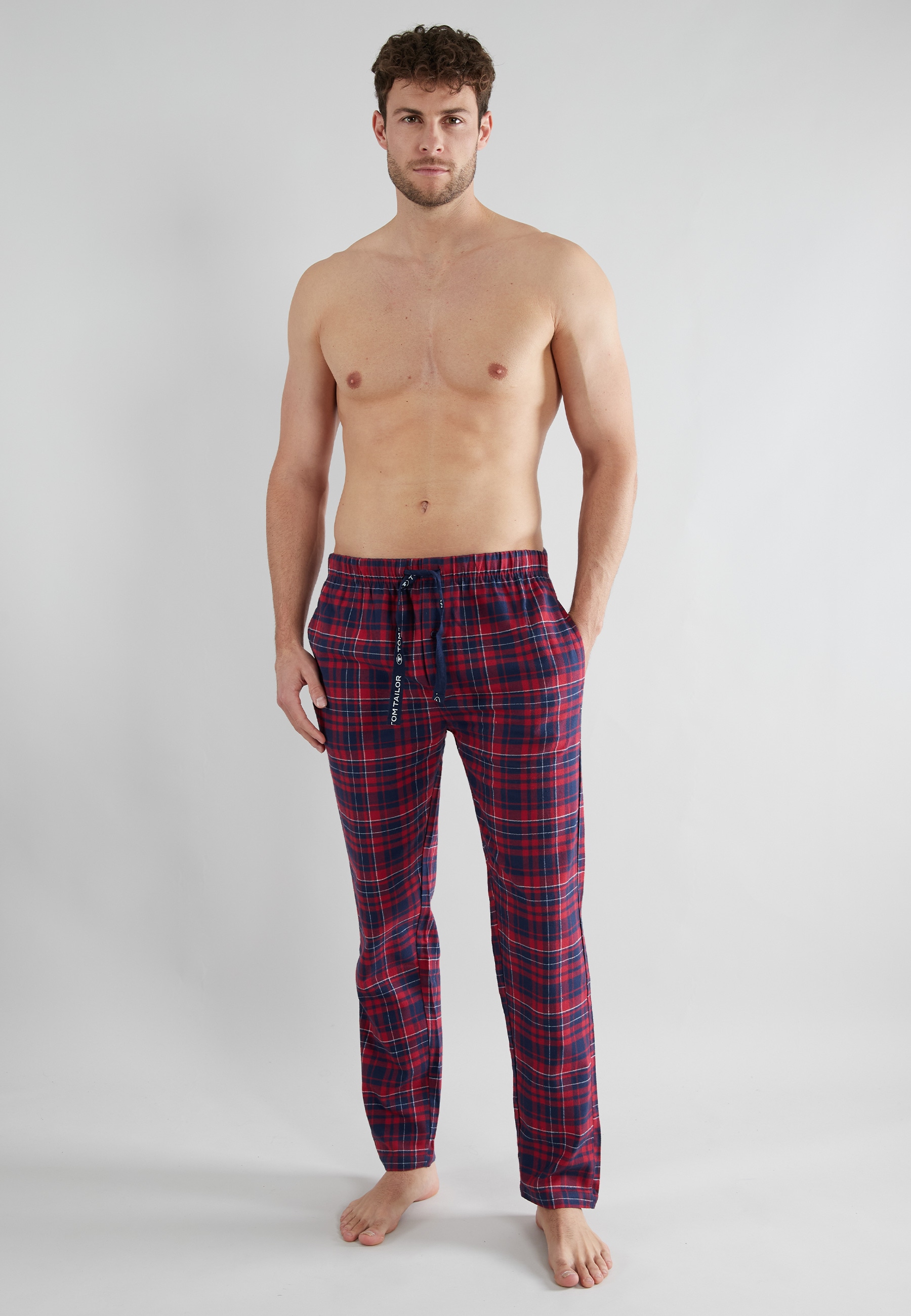 TOM TAILOR Pyjamahose, mit Logo-Bindeband und Knopfleiste