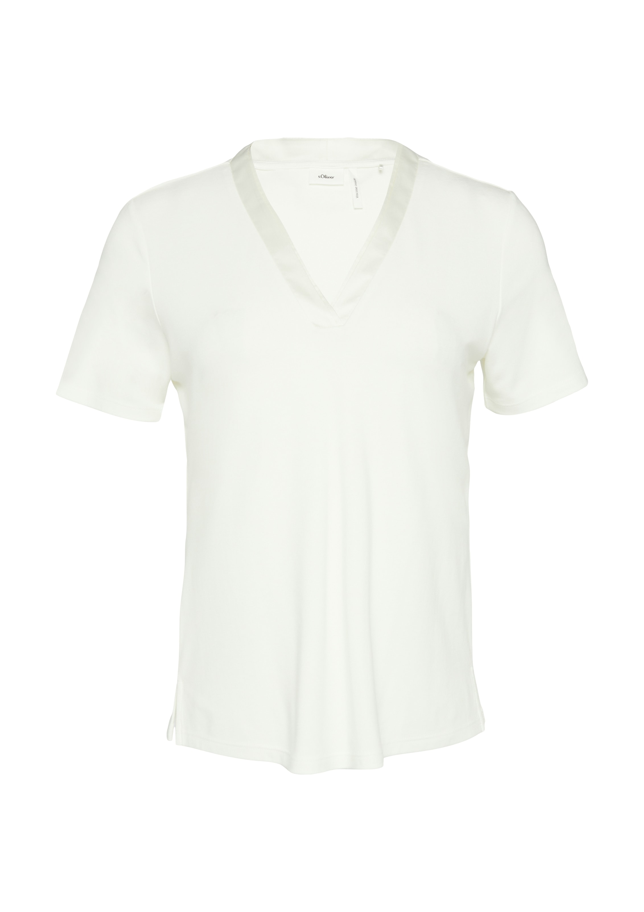 s.Oliver BLACK LABEL T-Shirt, mit satiniertem V-Ausschnitt