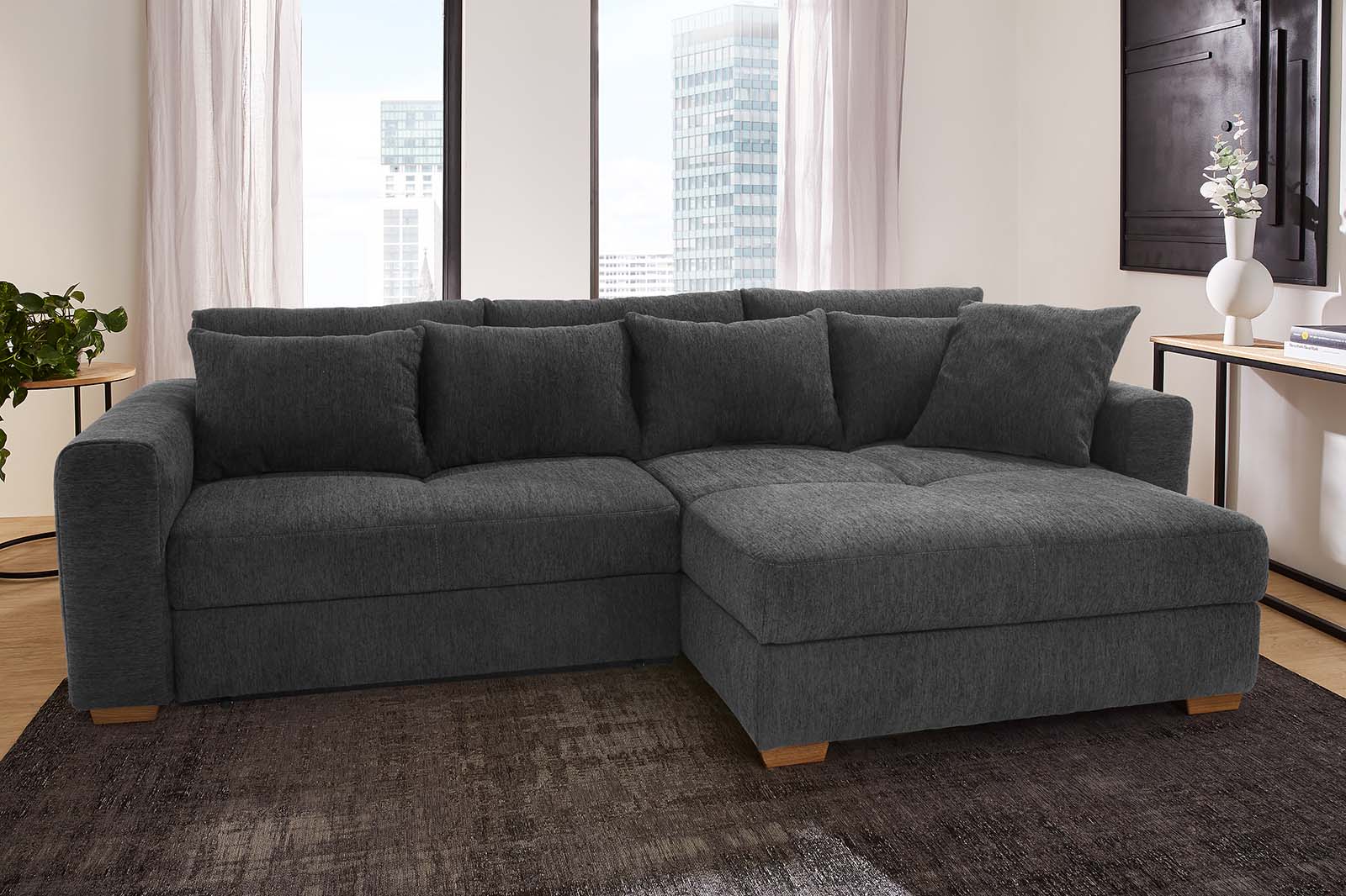 Jockenhöfer Gruppe Ecksofa "Kampen L-Form, B: 288 cm, Liegefl. 153x245 cm" mit Schlaffunktion, Bettkasten & Zierkissen, Federkern