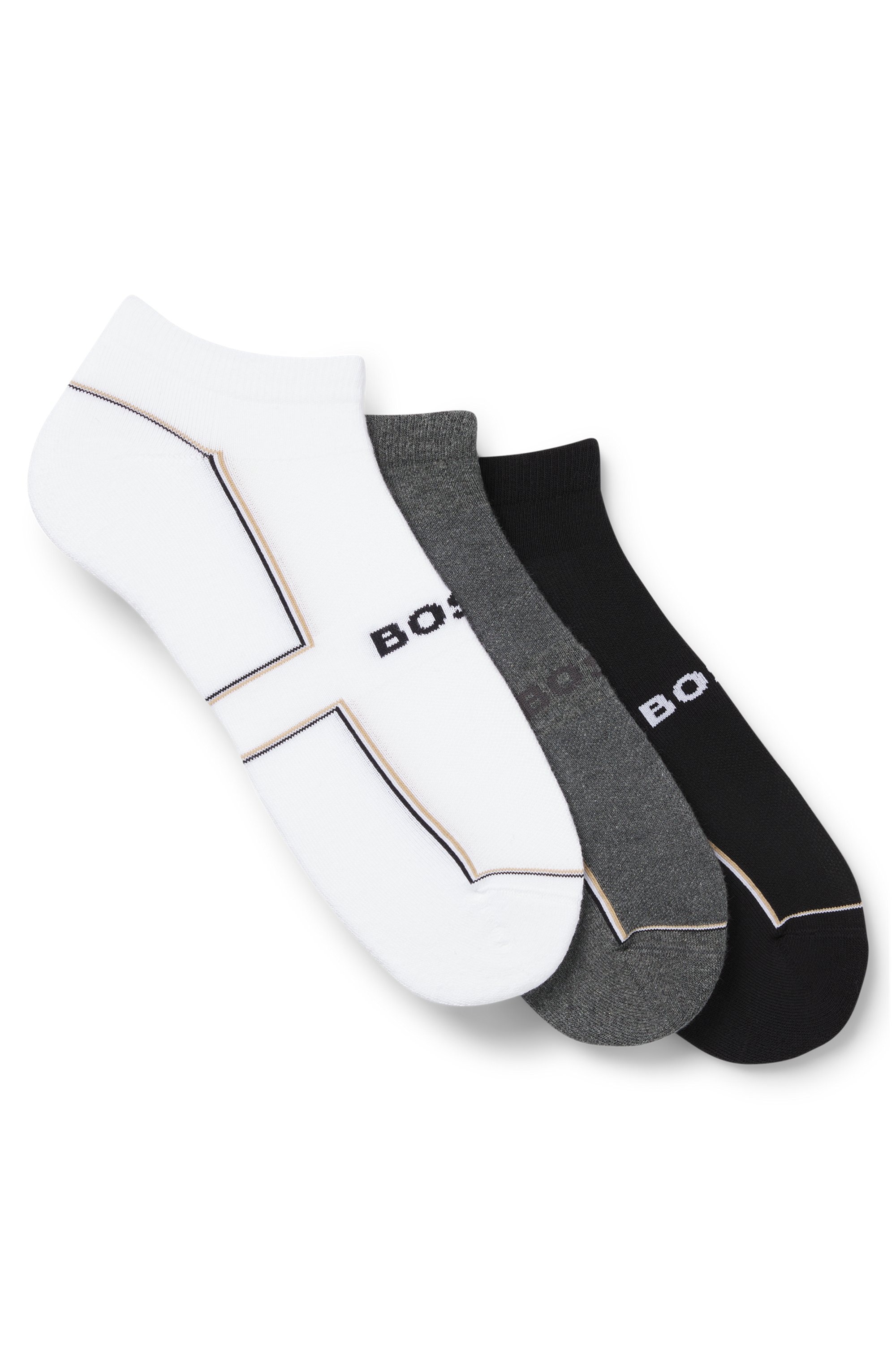 BOSS Sneakersocken »3PAS iconic plush CC« 3 Paar tlg. kontrastfarbene Details