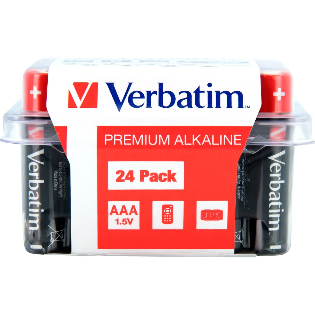 Verbatim Batterie »24er Pack Alkaline, Micro, AAA, LR03, 1.5V, Retail Box«, (24 St.)