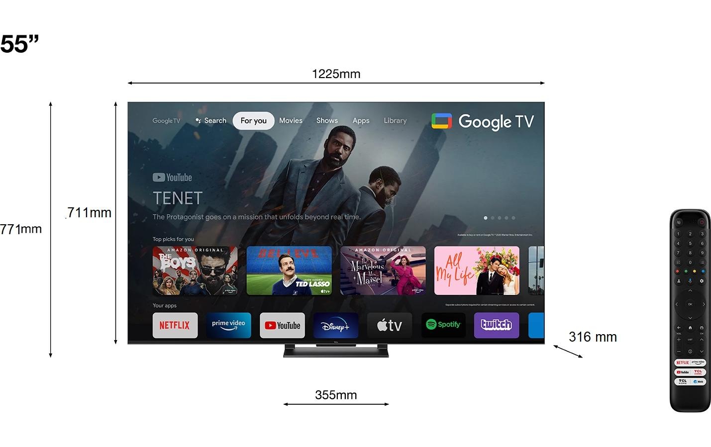 TCL QLED-Fernseher »55T8A 55«, 4K Ultra HD, Google TV