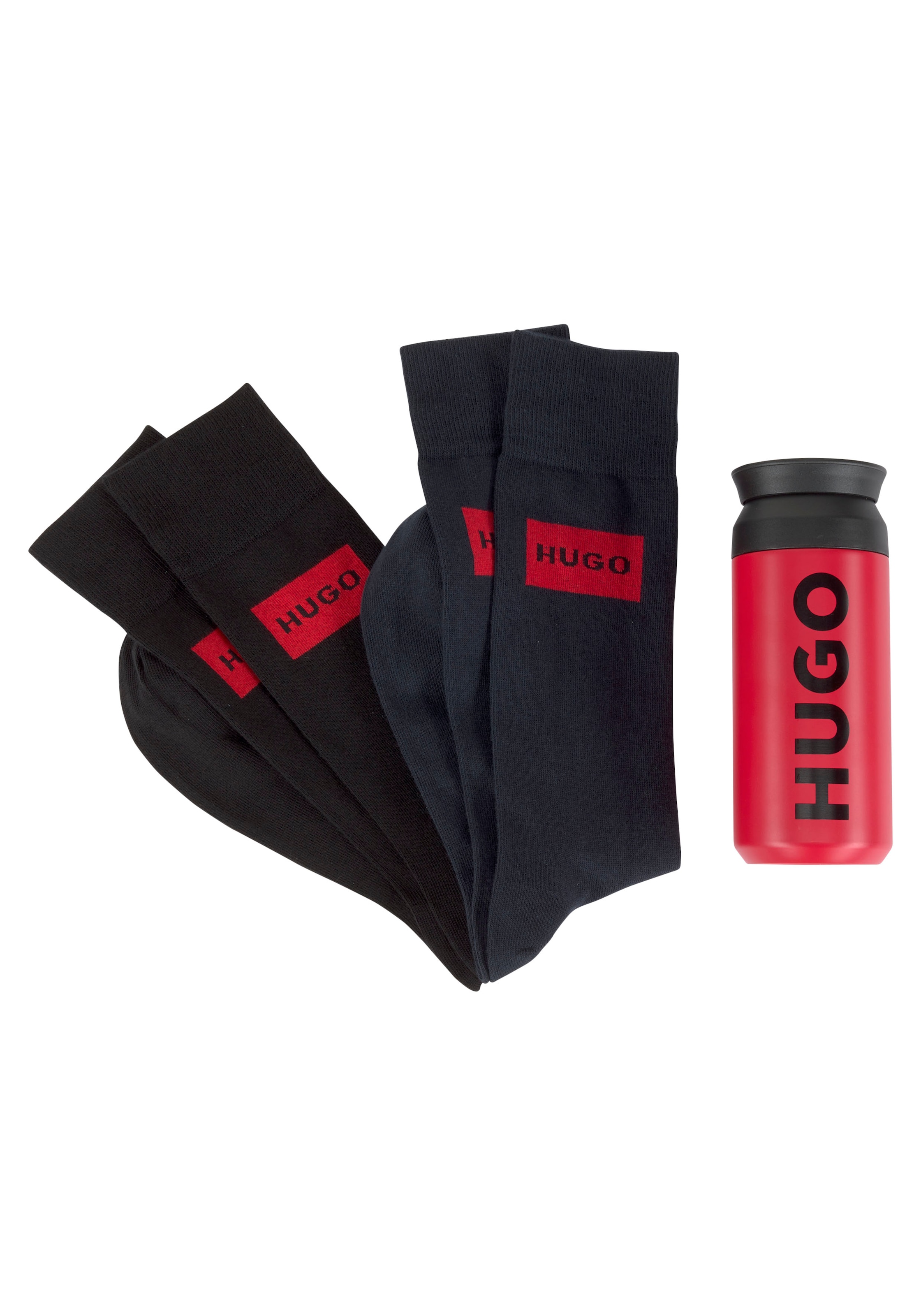 HUGO Underwear Socken »2P RS GADGET GIFTSE«, (Packung, 2er Pack), mit rotem Logoaufdruck