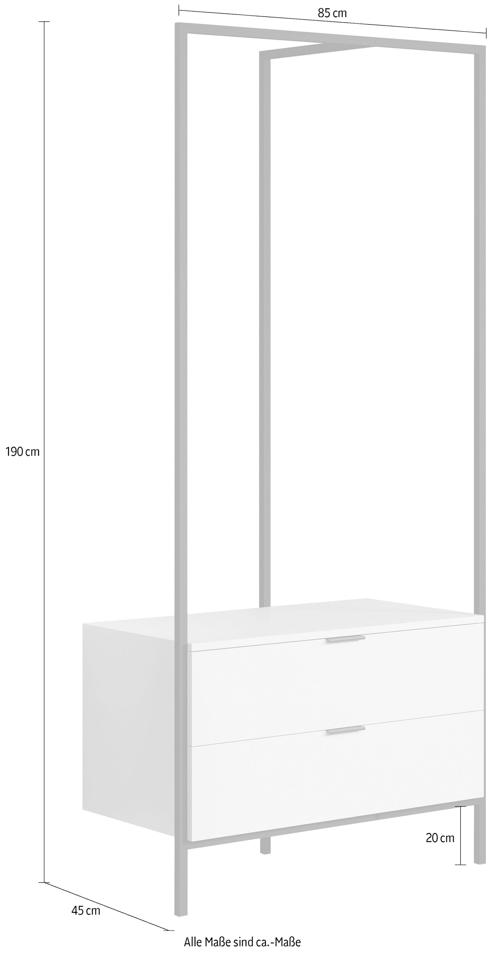INOSIGN Garderobenschrank »Innsbruck«, (1 St.), Freistehender Kleiderbügel mit Schubladen und schwarzem Metallgestell