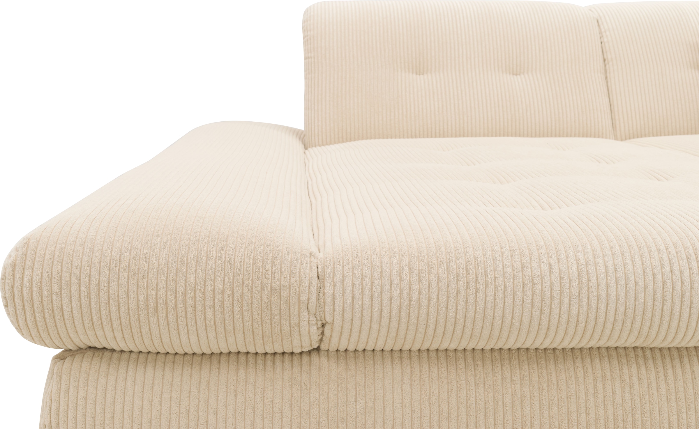 DOMO collection Ecksofa »Moric Luxus - B/T/H 300/172/80 cm, XXL-Format«, L-Form, 140kg Belastung/Sitz, Cord, creme