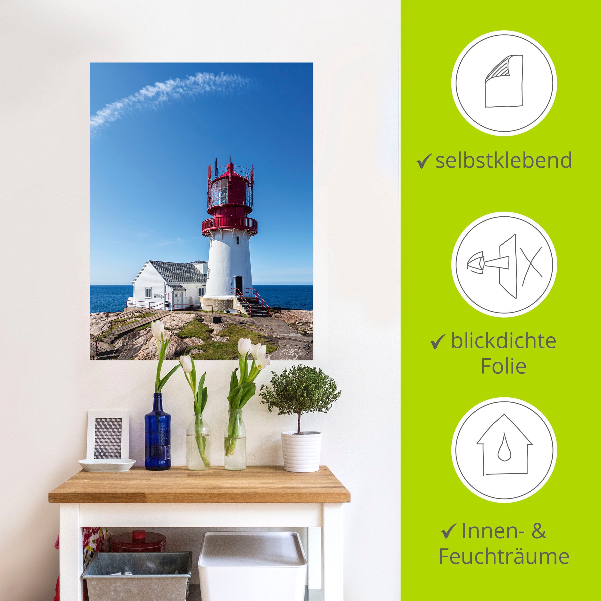 Artland Wandbild »Leuchtturm Lindesnes Fyr in Norwegen«, Gebäude, (1 St.), als Alubild, Leinwandbild, Wandaufkleber oder Poster in versch. Grössen